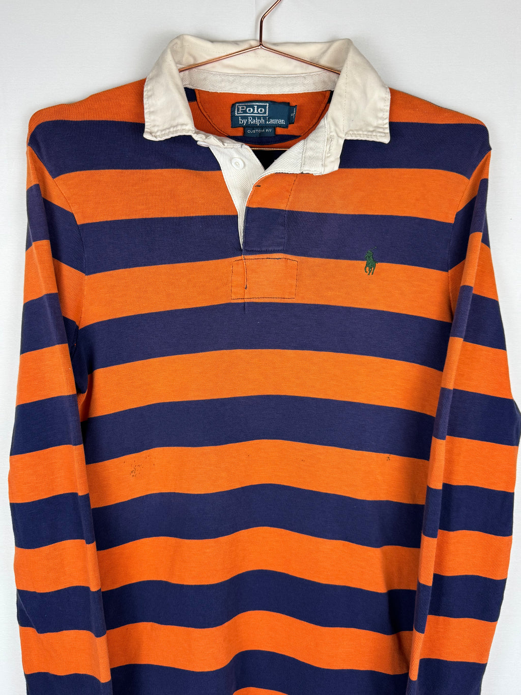 Ralph Lauren Striped Orange and Navy Rugby Shirt