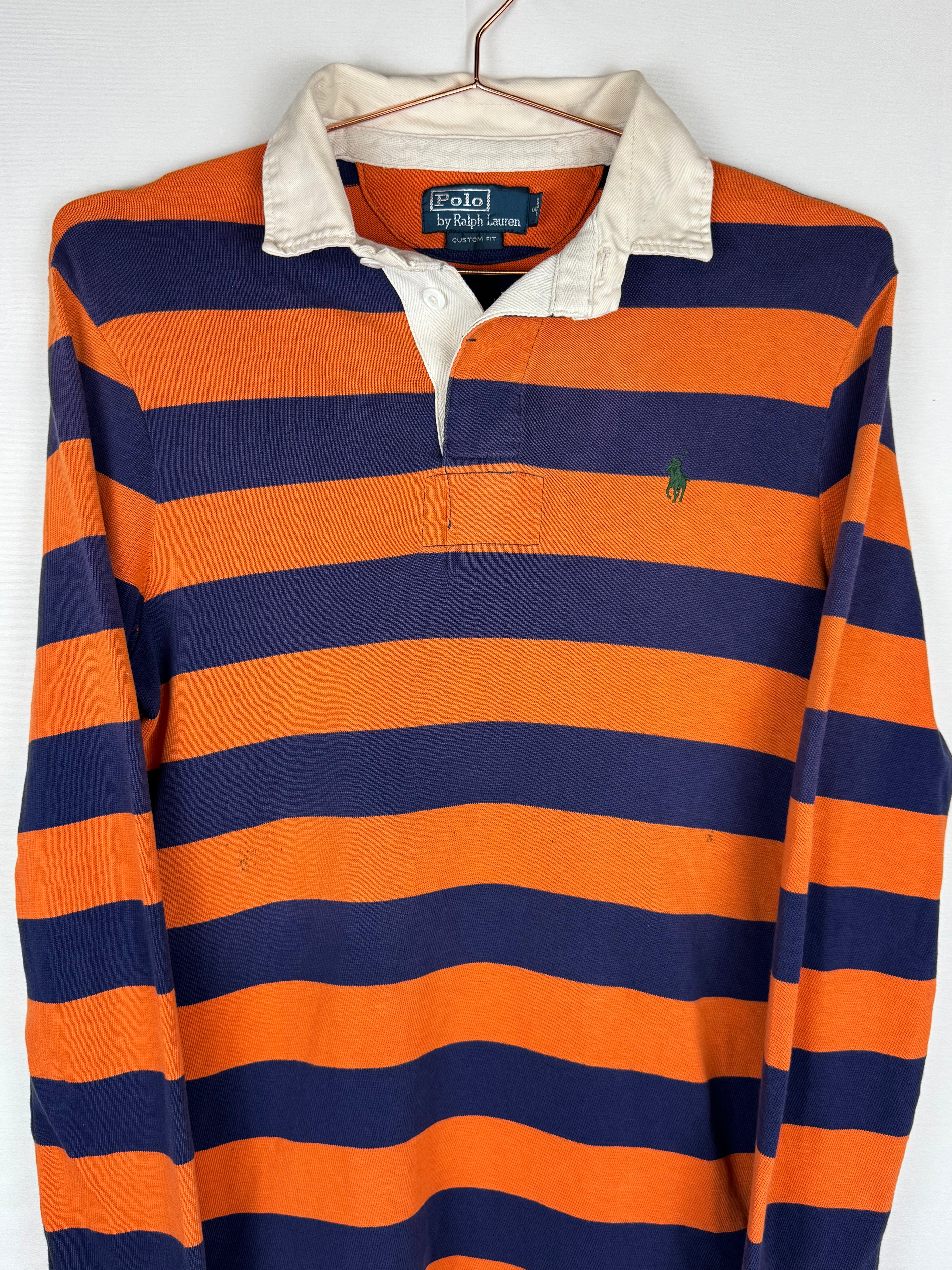 Ralph Lauren Striped Orange and Navy Rugby Shirt