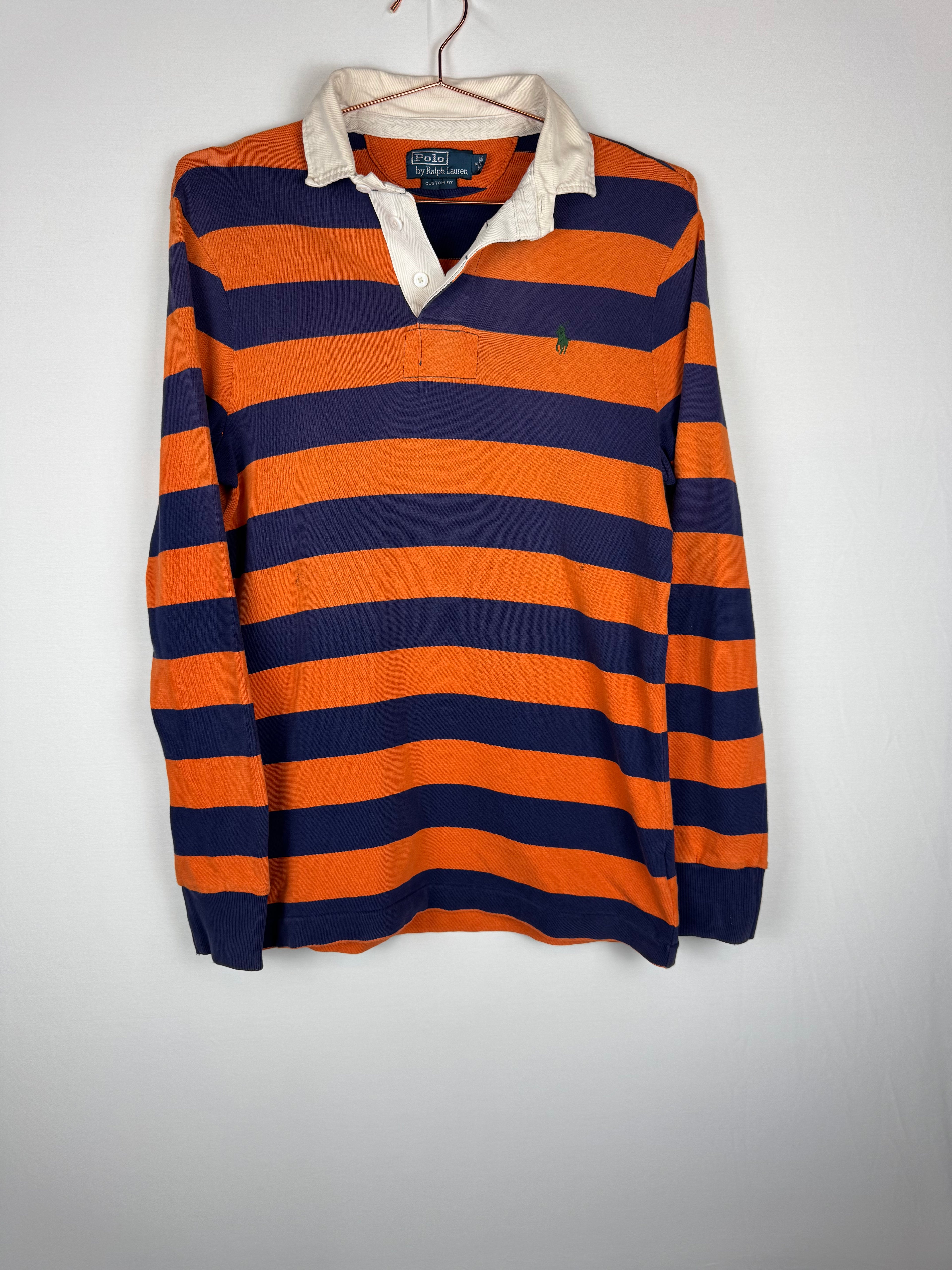 Ralph Lauren Striped Orange and Navy Rugby Shirt