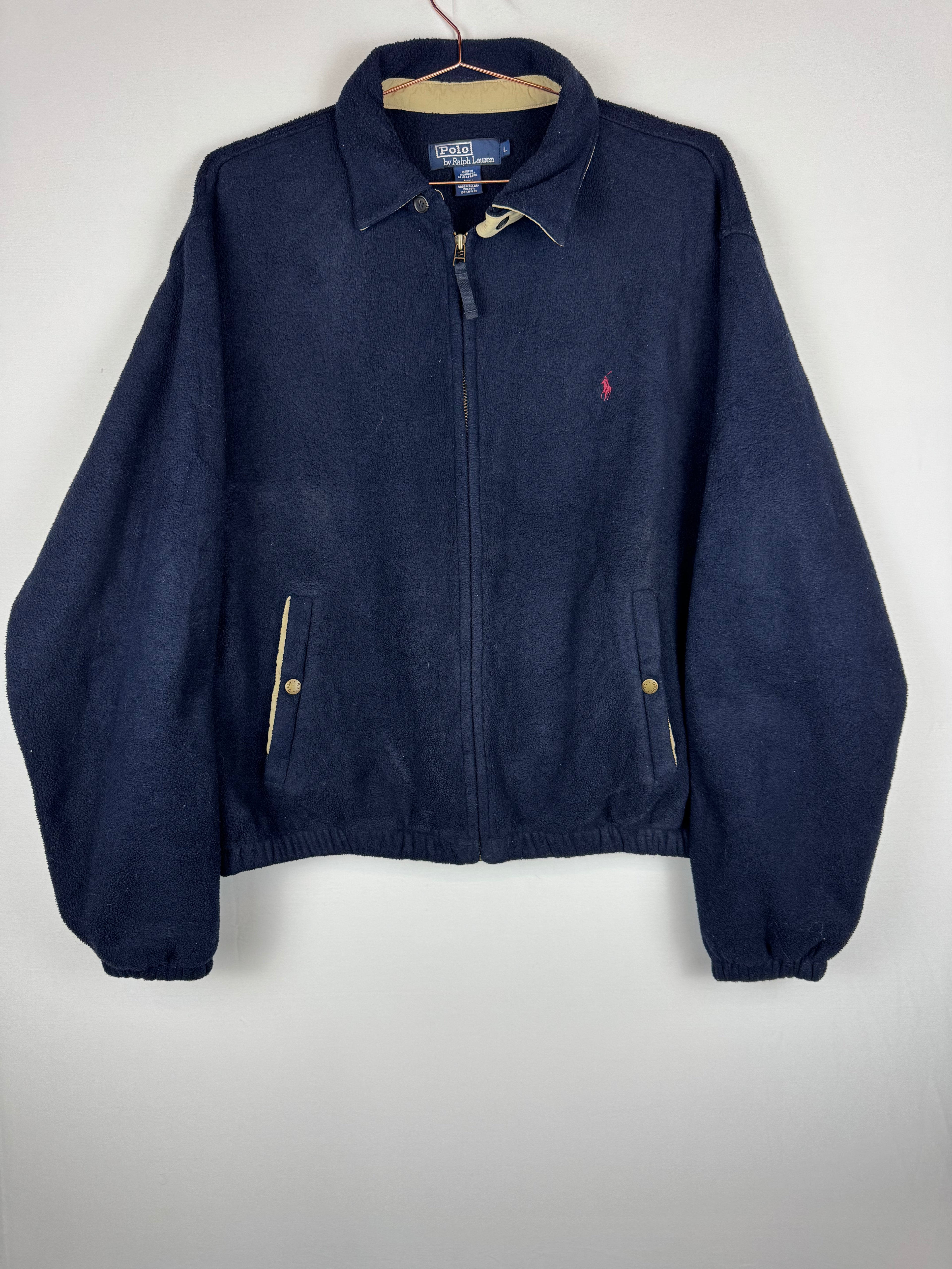 Ralph Lauren Navy Harrington Style Full-Zip Fleece