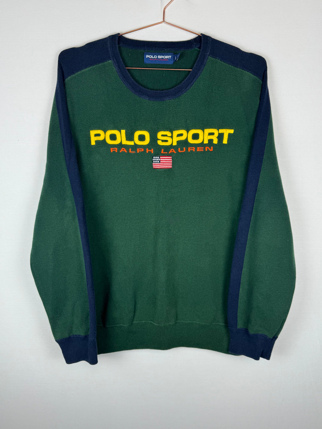 Polo Ralph Lauren Green and Navy Knitted Jumper