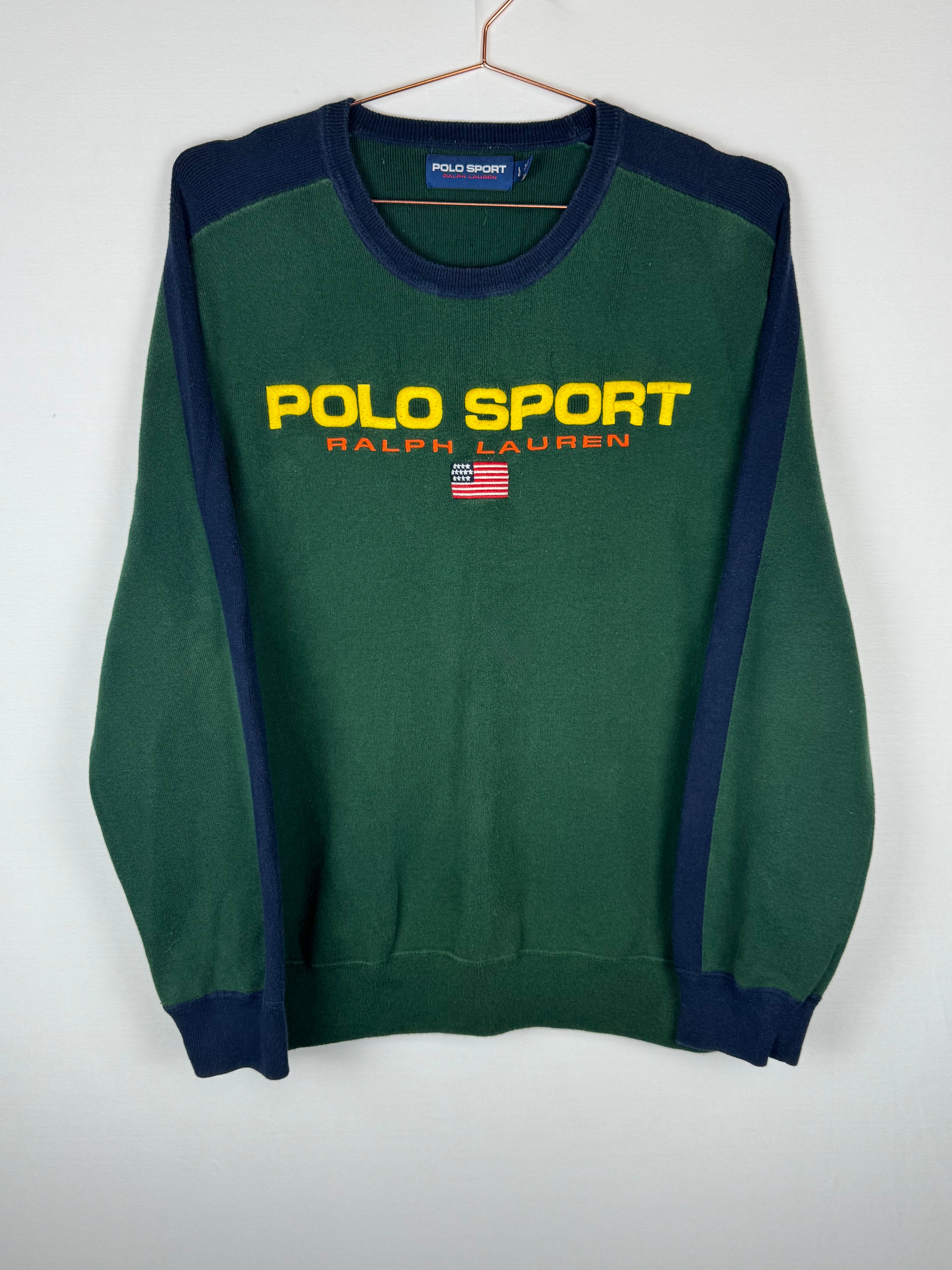 Polo Ralph Lauren Green and Navy Knitted Jumper