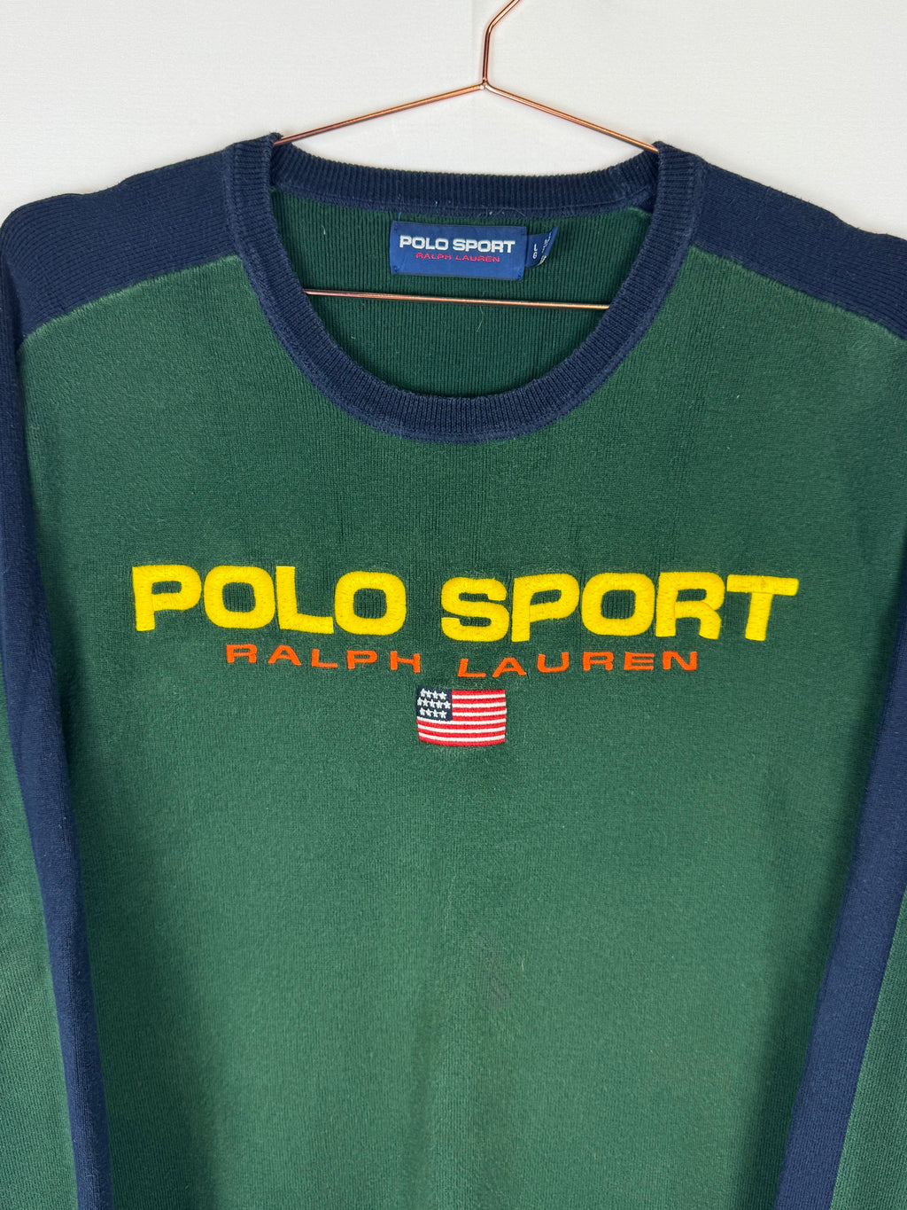 Polo Ralph Lauren Green and Navy Knitted Jumper
