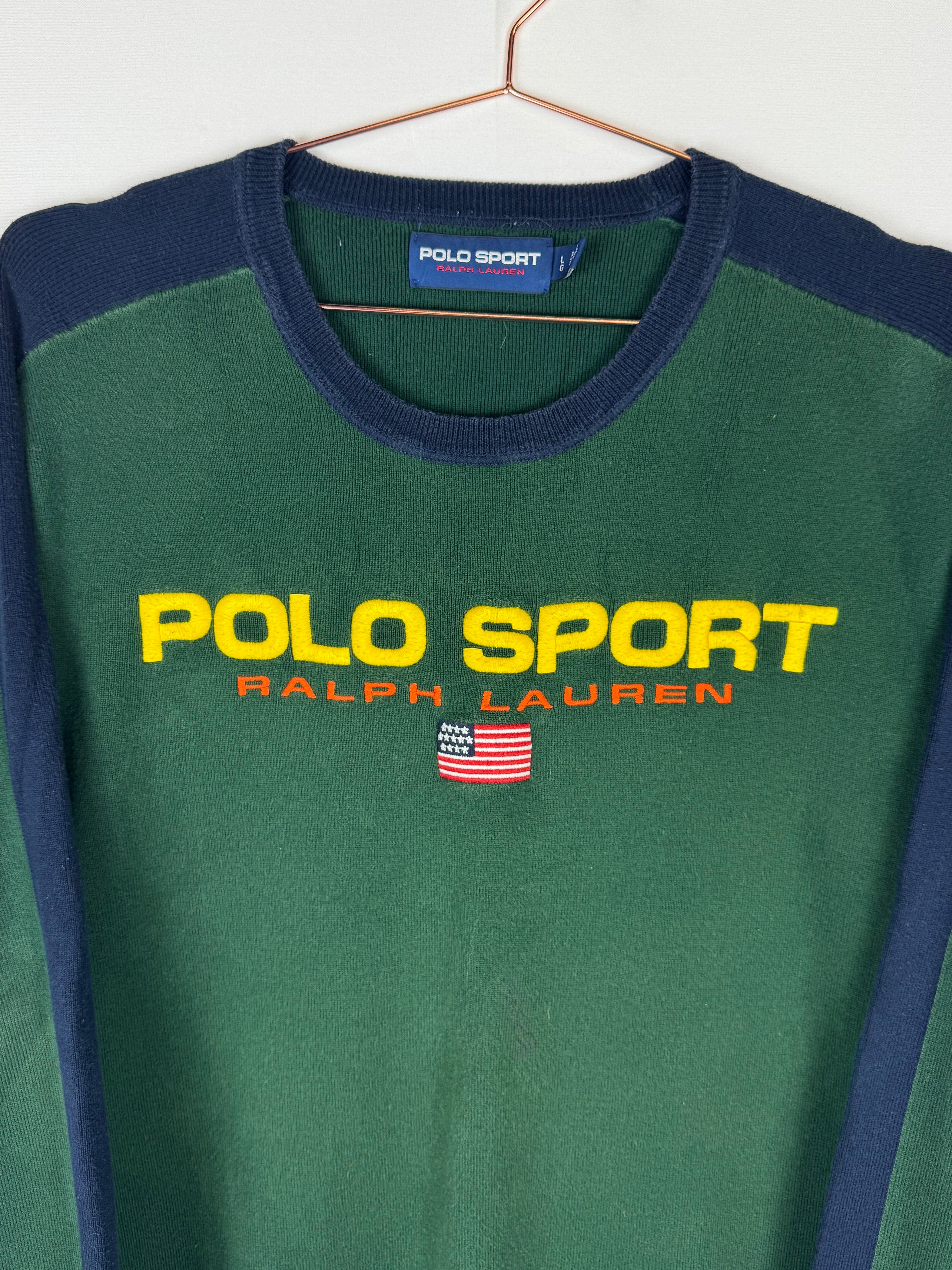 Polo Ralph Lauren Green and Navy Knitted Jumper