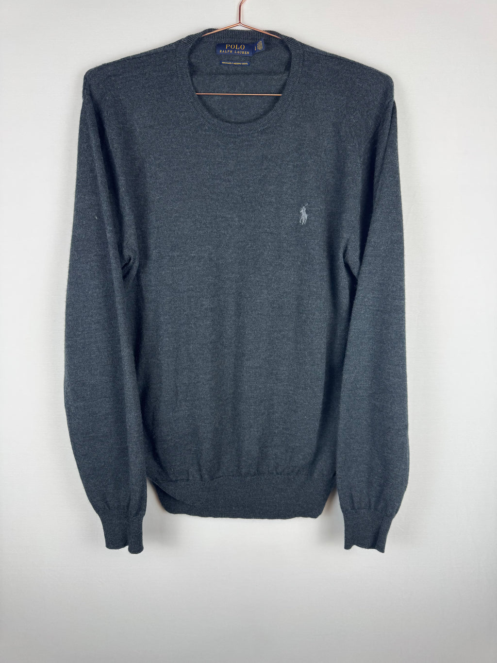 Ralph Lauren Grey Merino Wool Knitted Crewneck