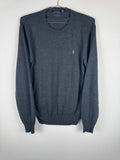 Ralph Lauren Grey Merino Wool Knitted Crewneck