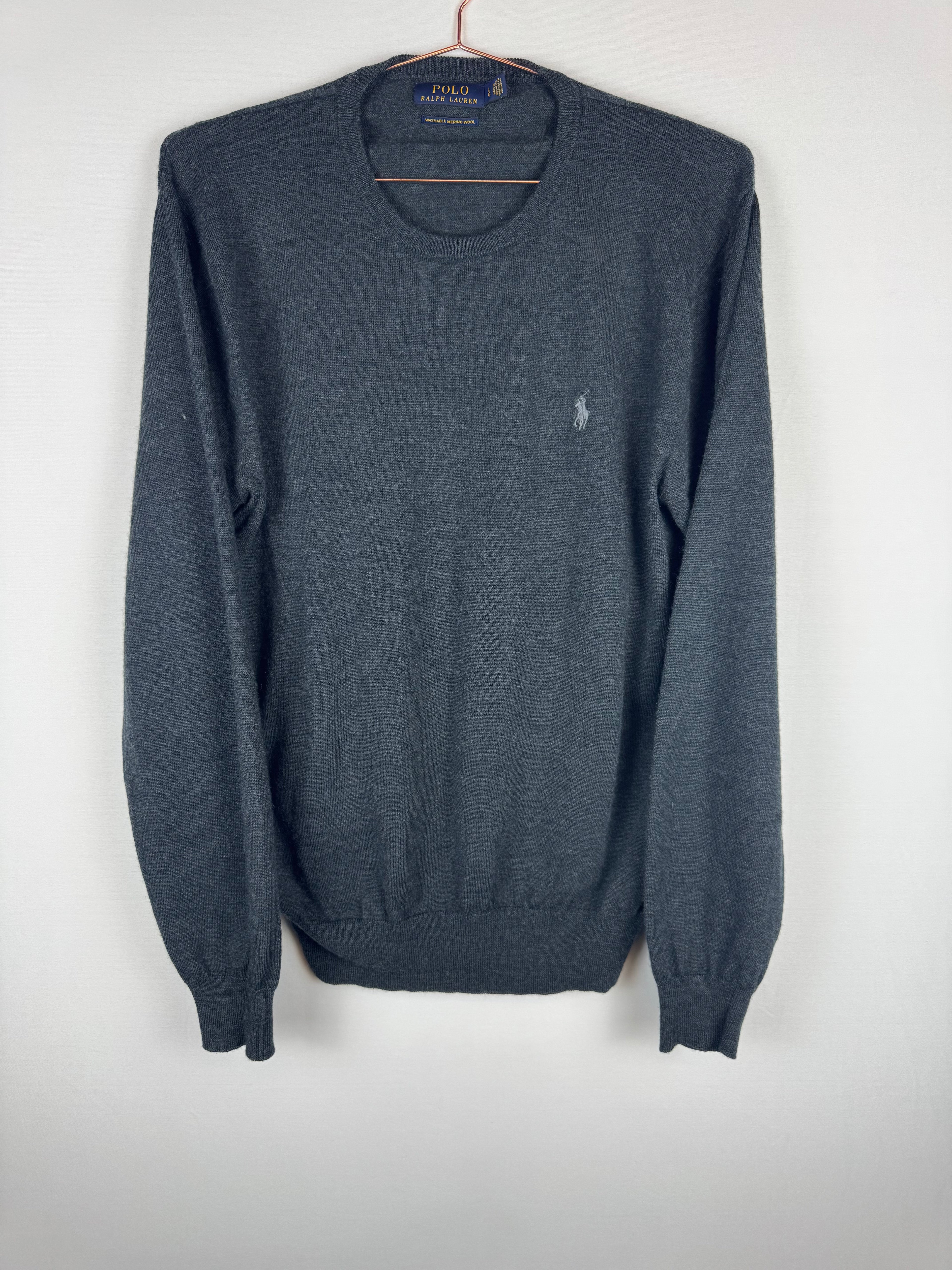 Ralph Lauren Grey Merino Wool Knitted Crewneck