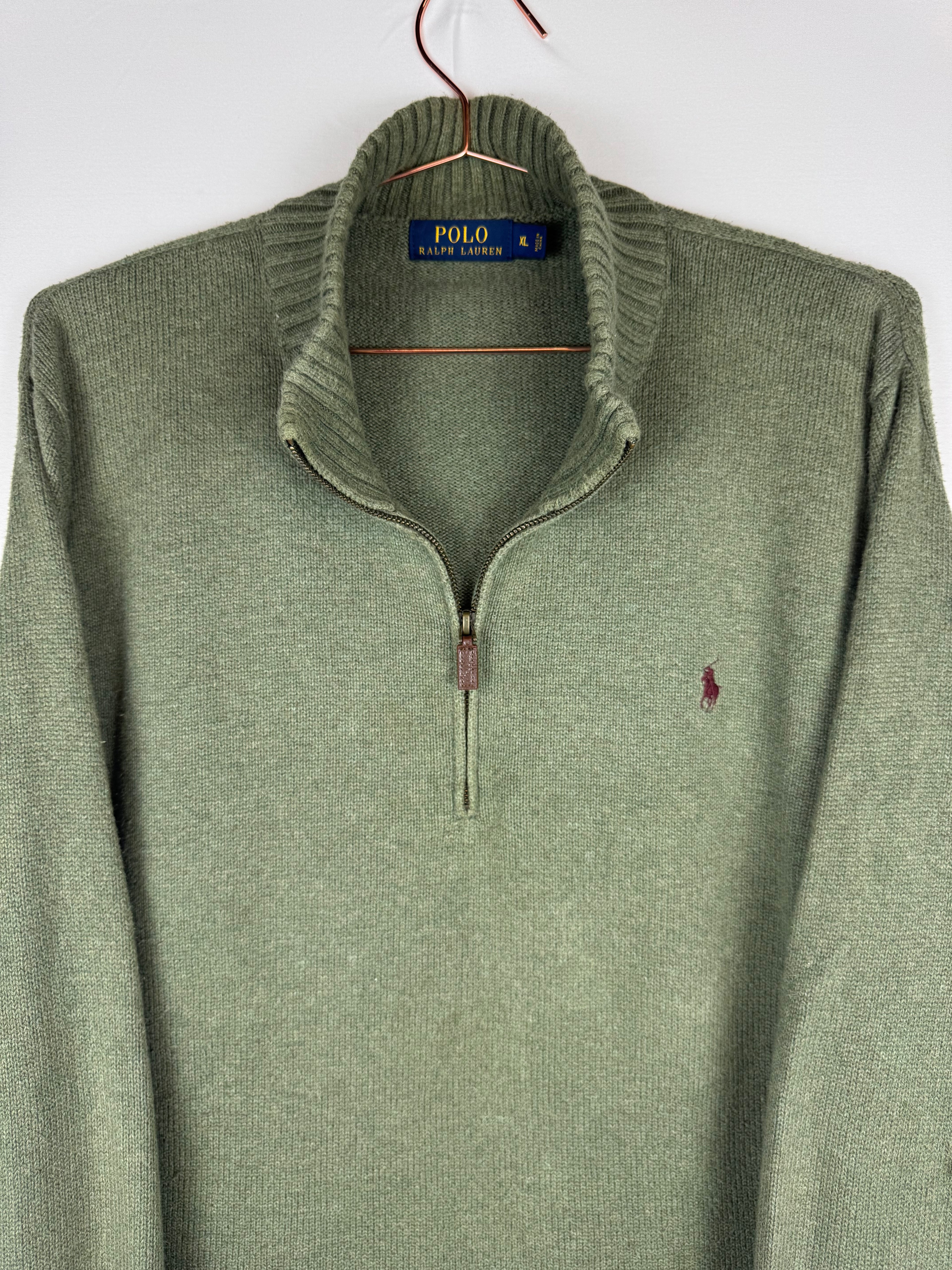 Ralph Lauren Sage Green Quarter-Zip Jumper