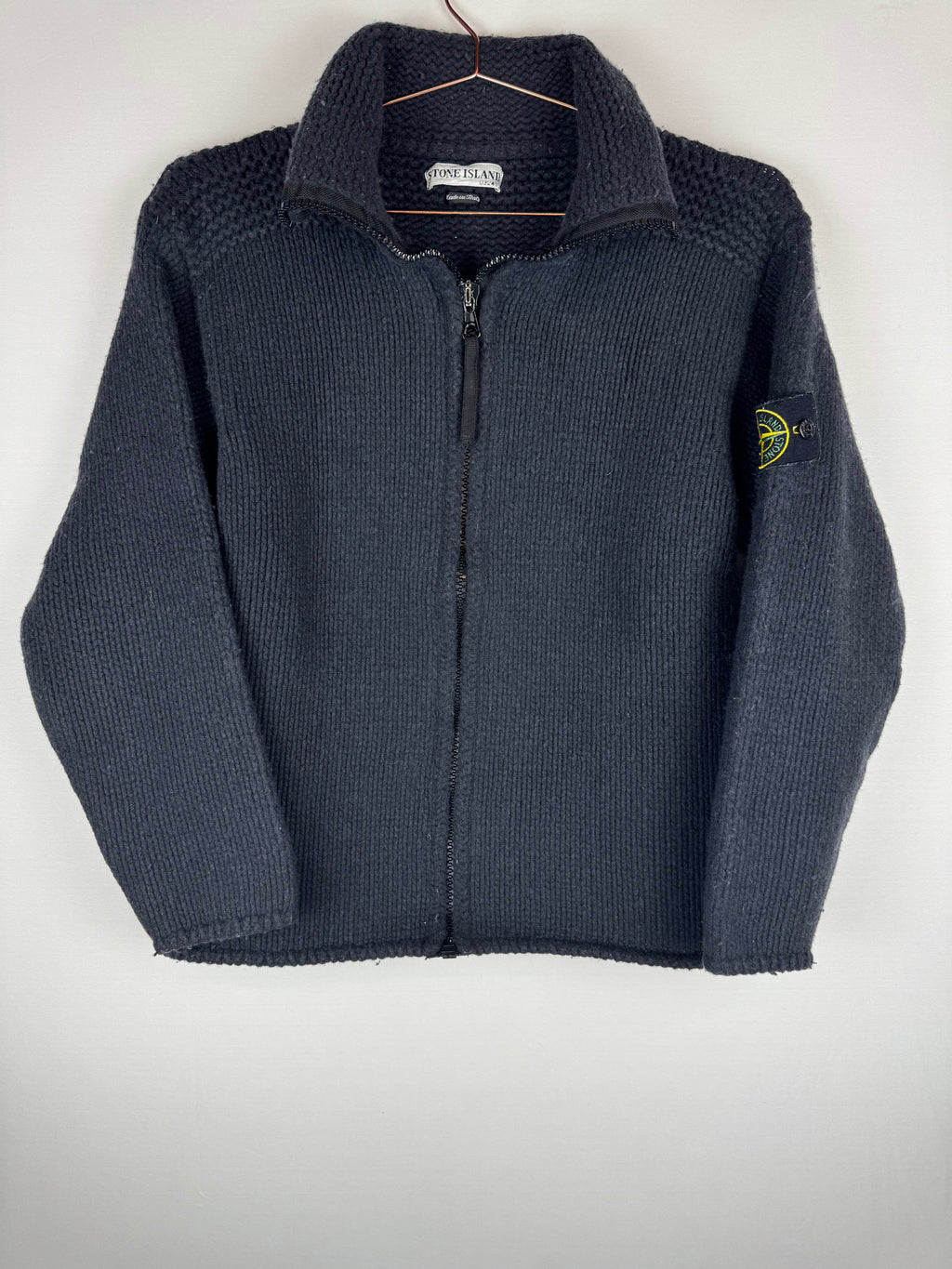 Stone Island Black Full-Zip Knitted Jumper