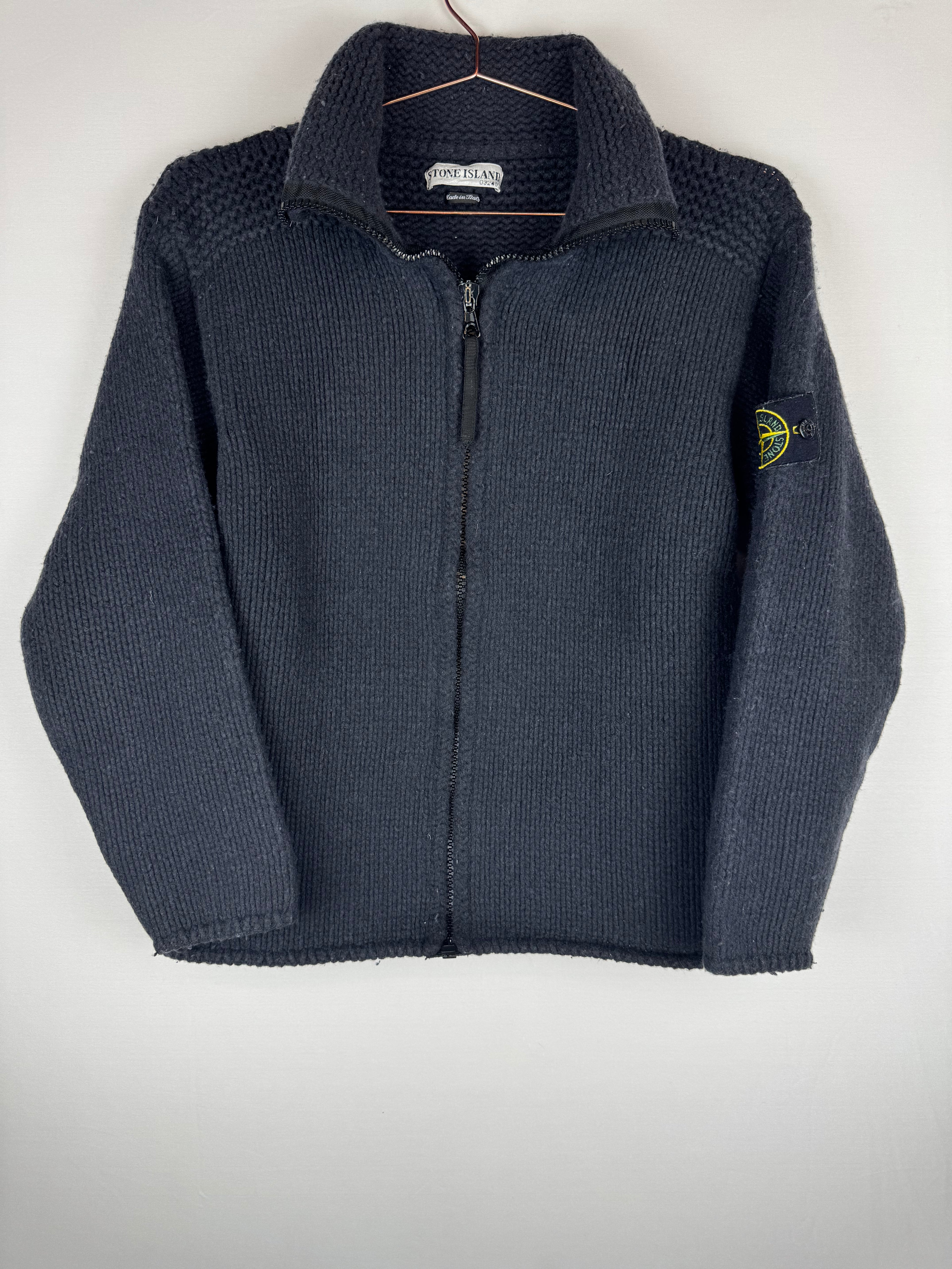 Stone Island Black Full-Zip Knitted Jumper