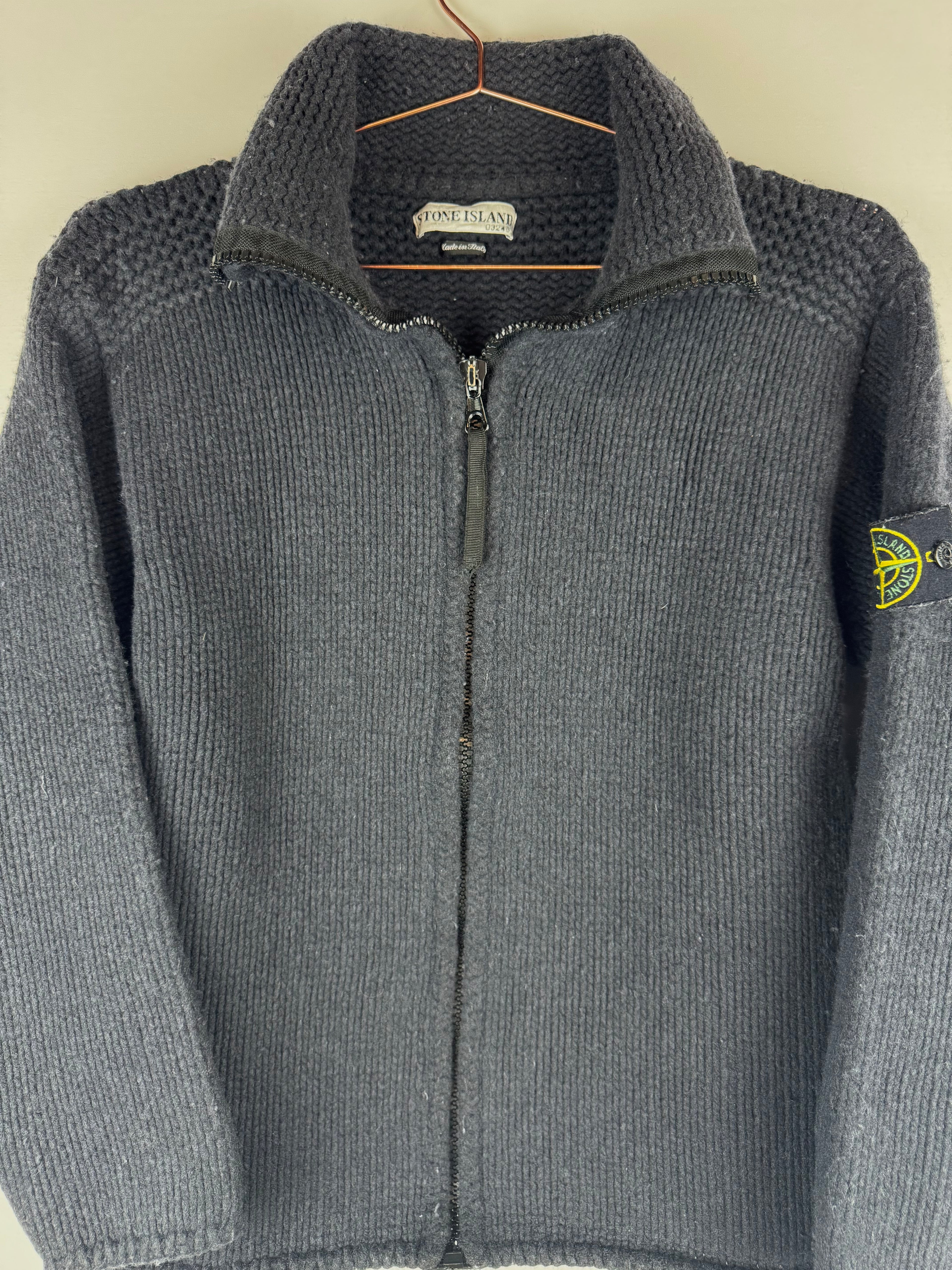 Stone Island Black Full-Zip Knitted Jumper