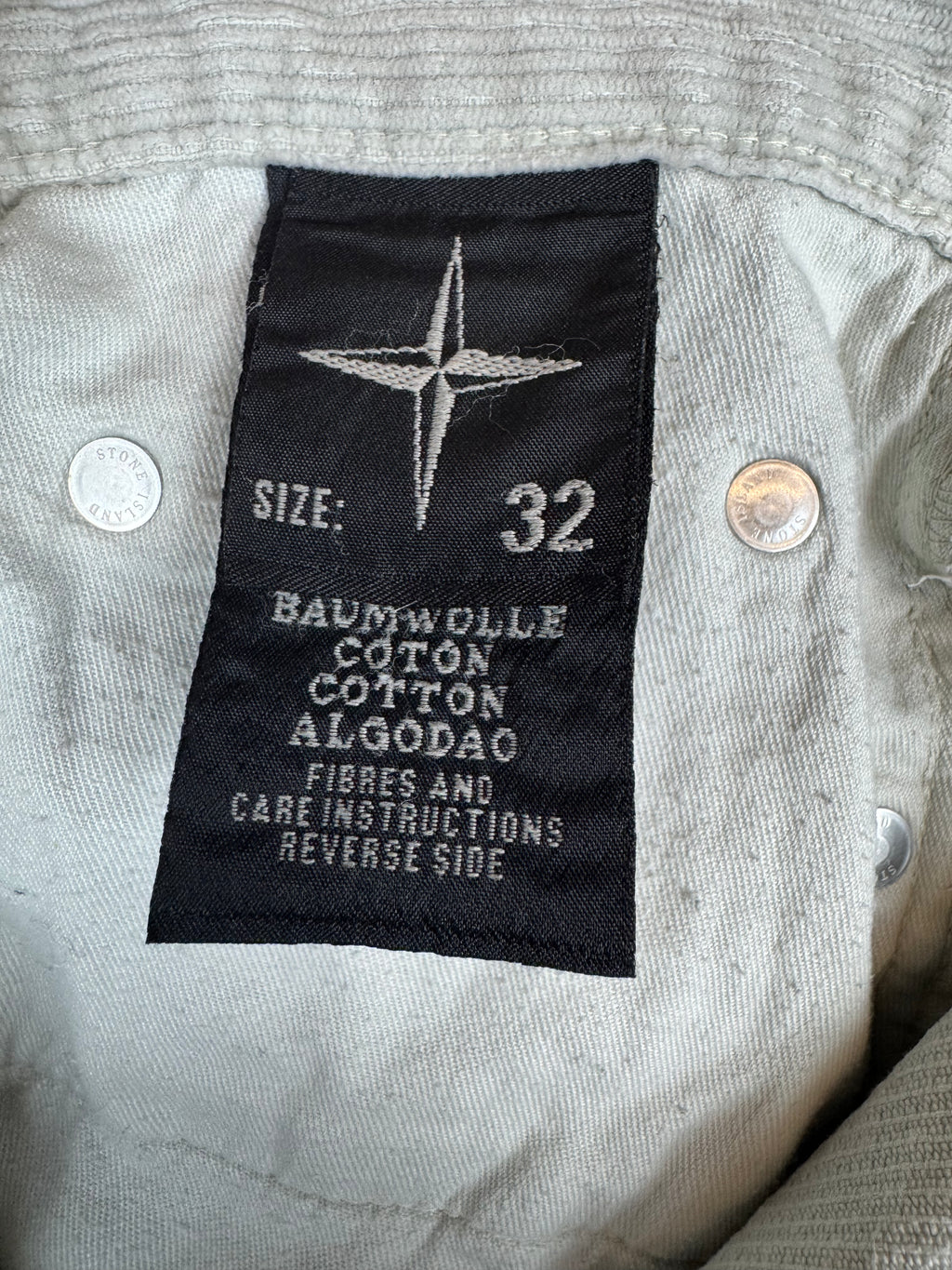 Stone Island Cream Corduroy Trousers size 32