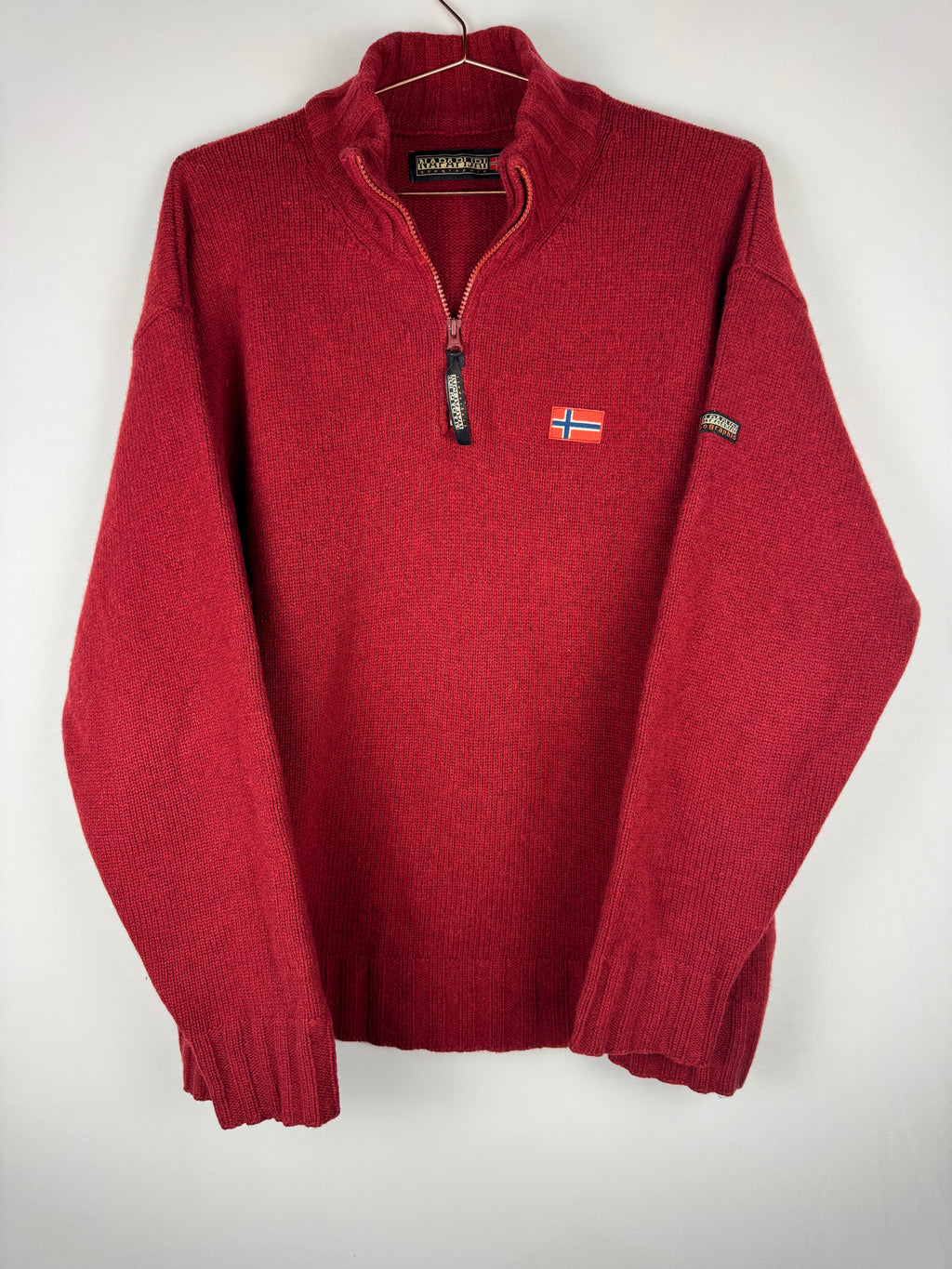 Napapijri Red Quarter-Zip Wool Jumper