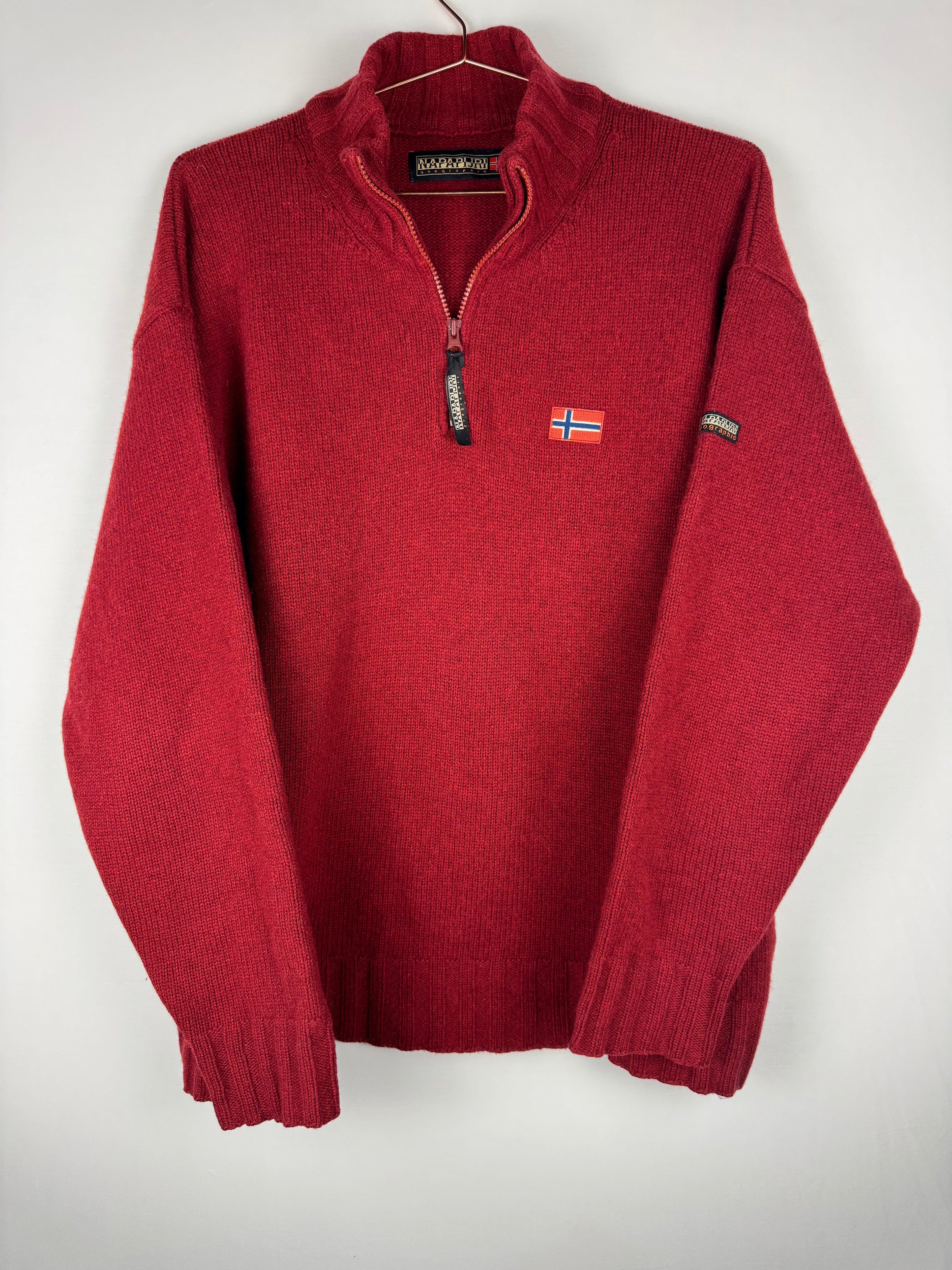 Napapijri Red Quarter-Zip Wool Jumper