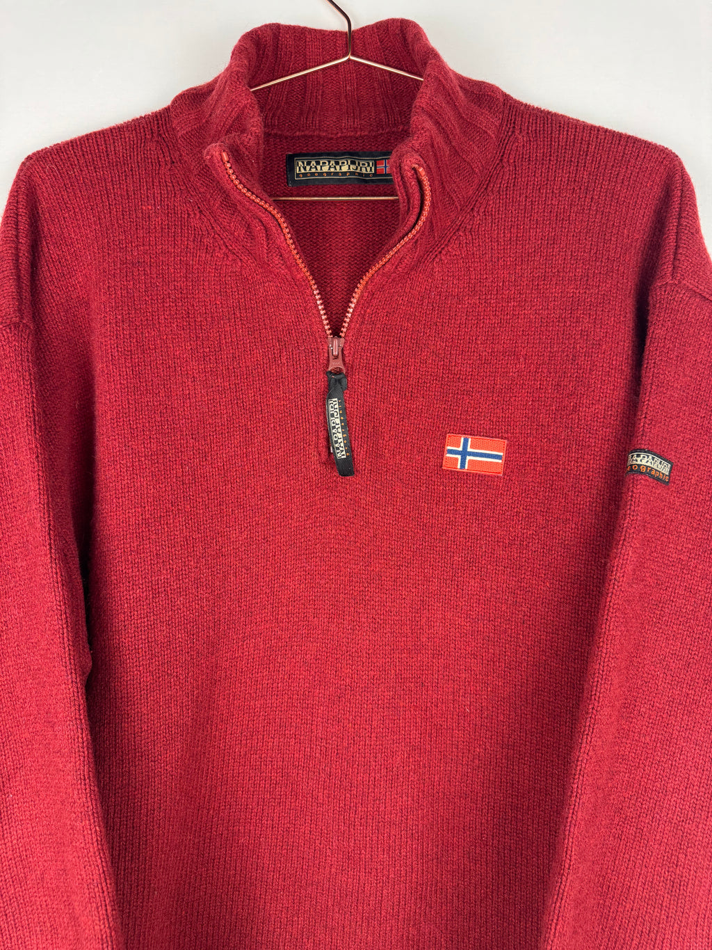 Napapijri Red Quarter-Zip Wool Jumper