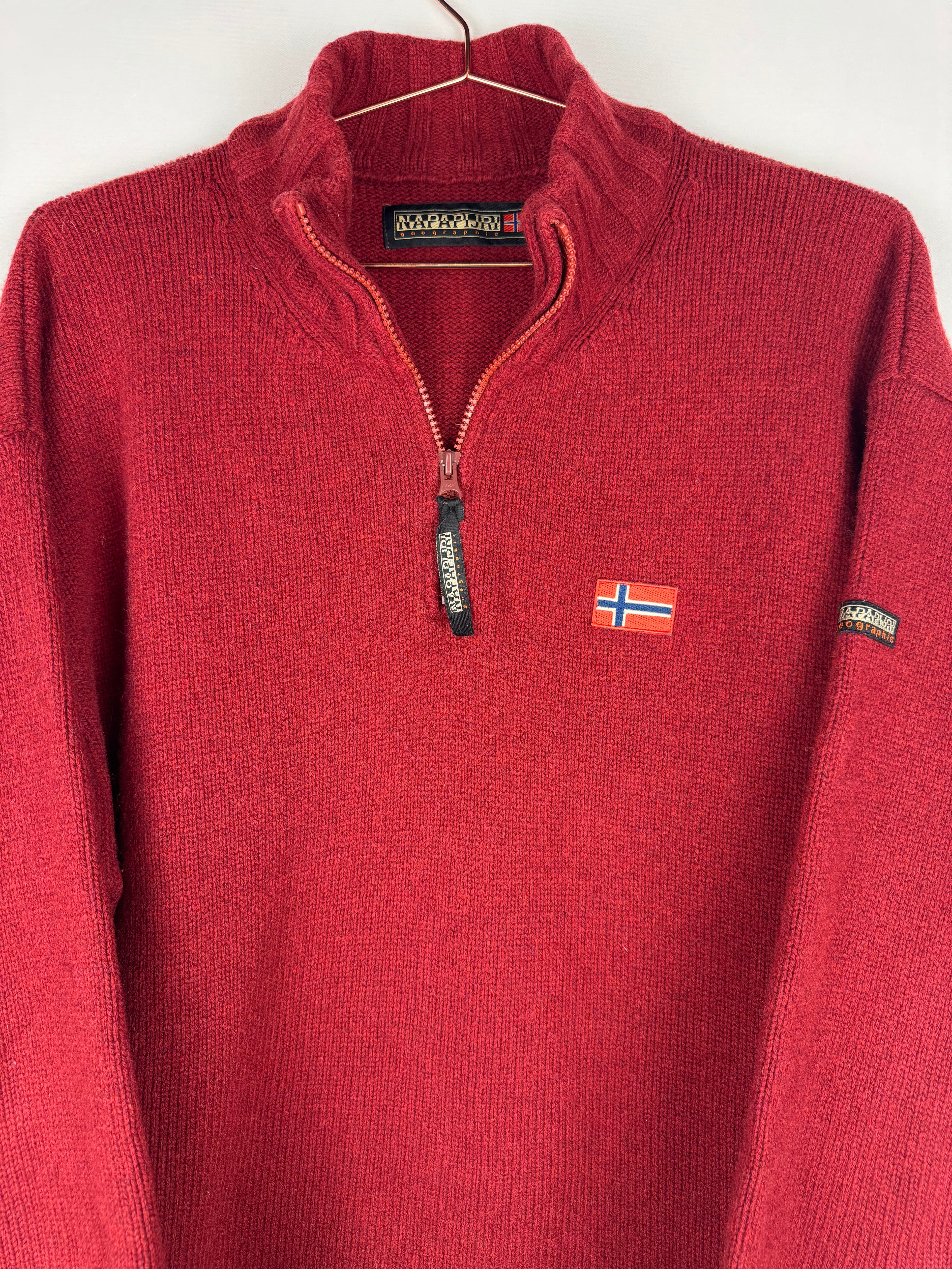 Napapijri Red Quarter-Zip Wool Jumper