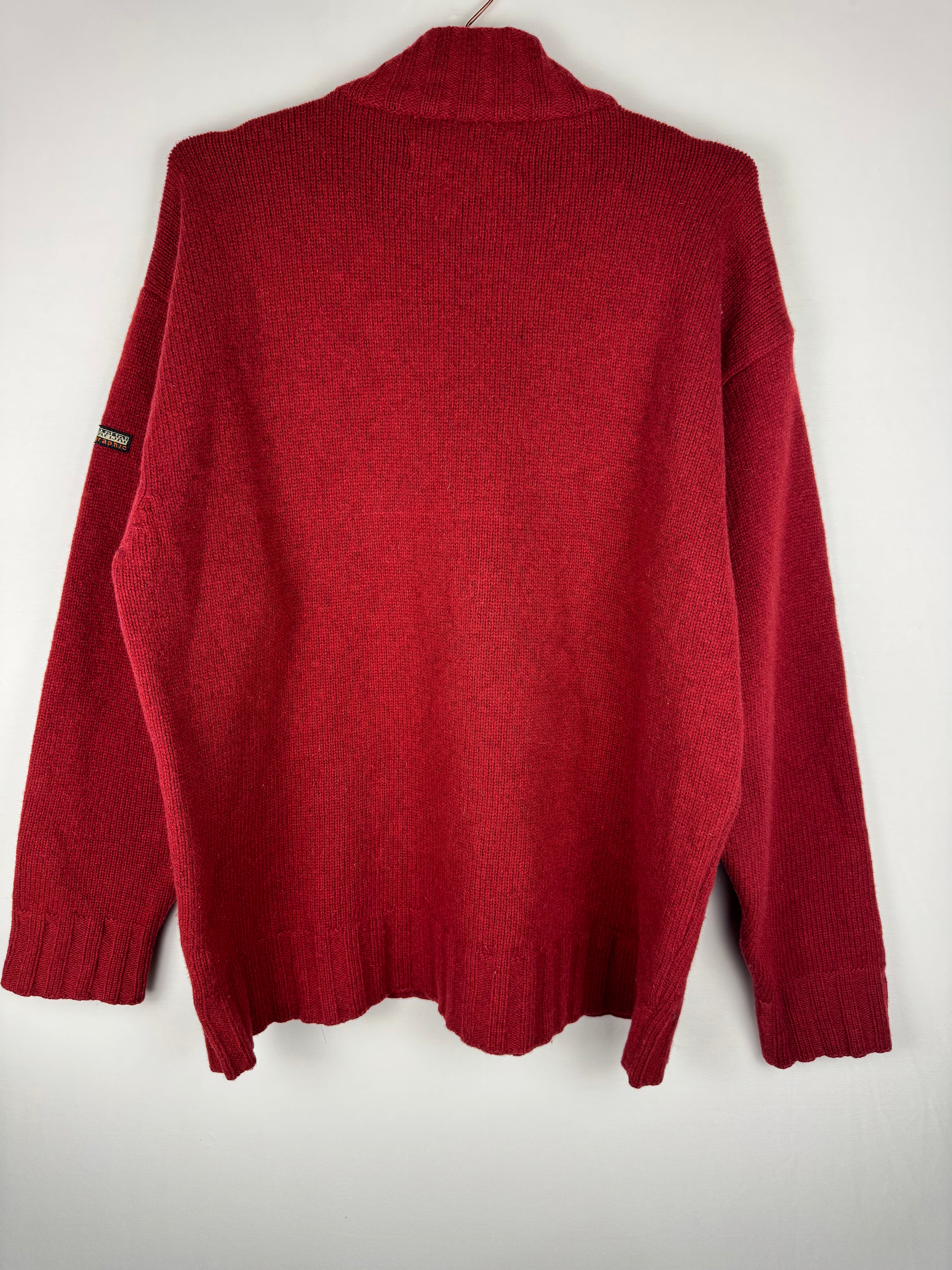 Napapijri Red Quarter-Zip Wool Jumper