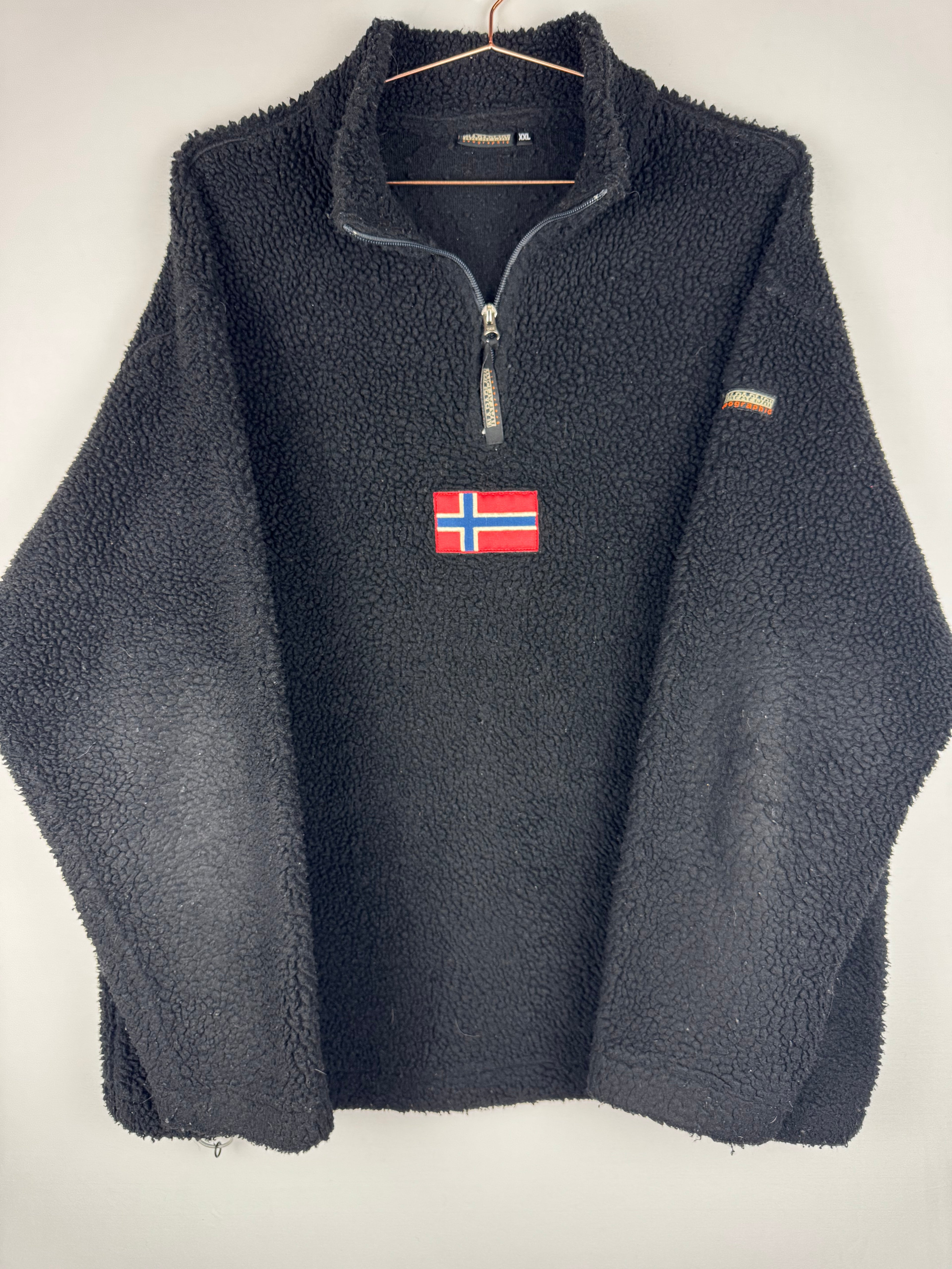 Black Napaijri Quarter-Zip Sherpa Fleece