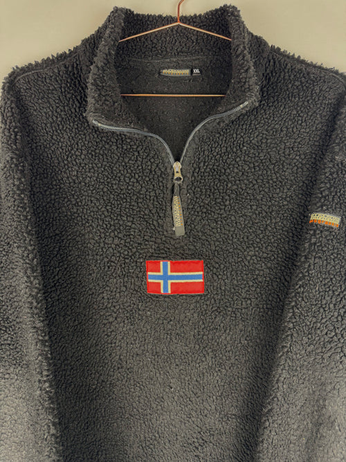 Black Napaijri Quarter-Zip Sherpa Fleece
