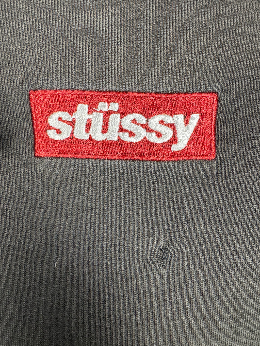 Stussy Black with Red Box Logo Hoodie