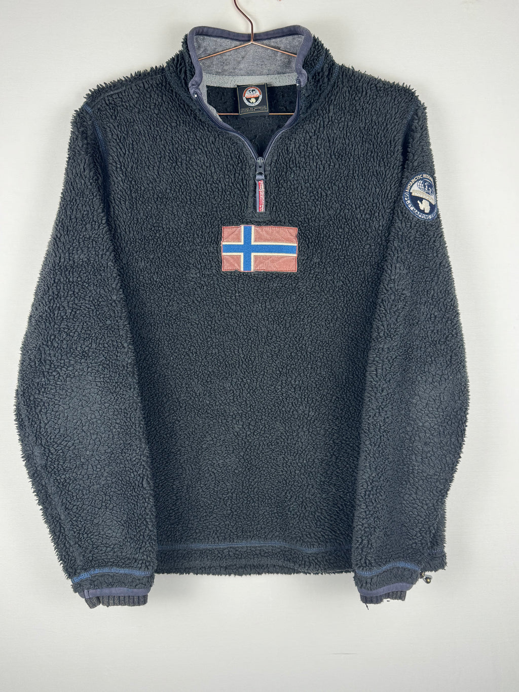 Washed Navy Napapijri Quarter-zip Sherpa Fleece