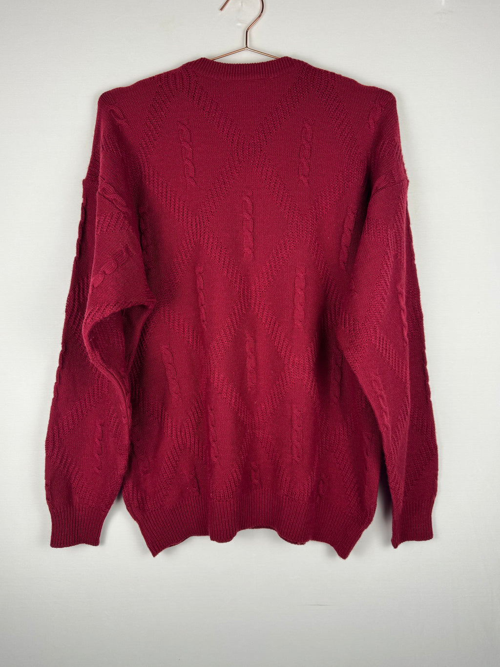 Red Lacoste Chemise Knitted Sweater with Diamond Knit Pattern