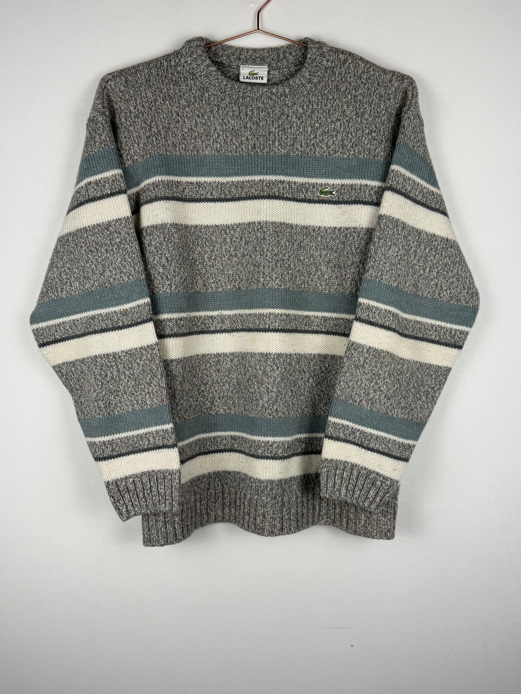Lacoste Grey Multi-Stripe Knitted Sweater
