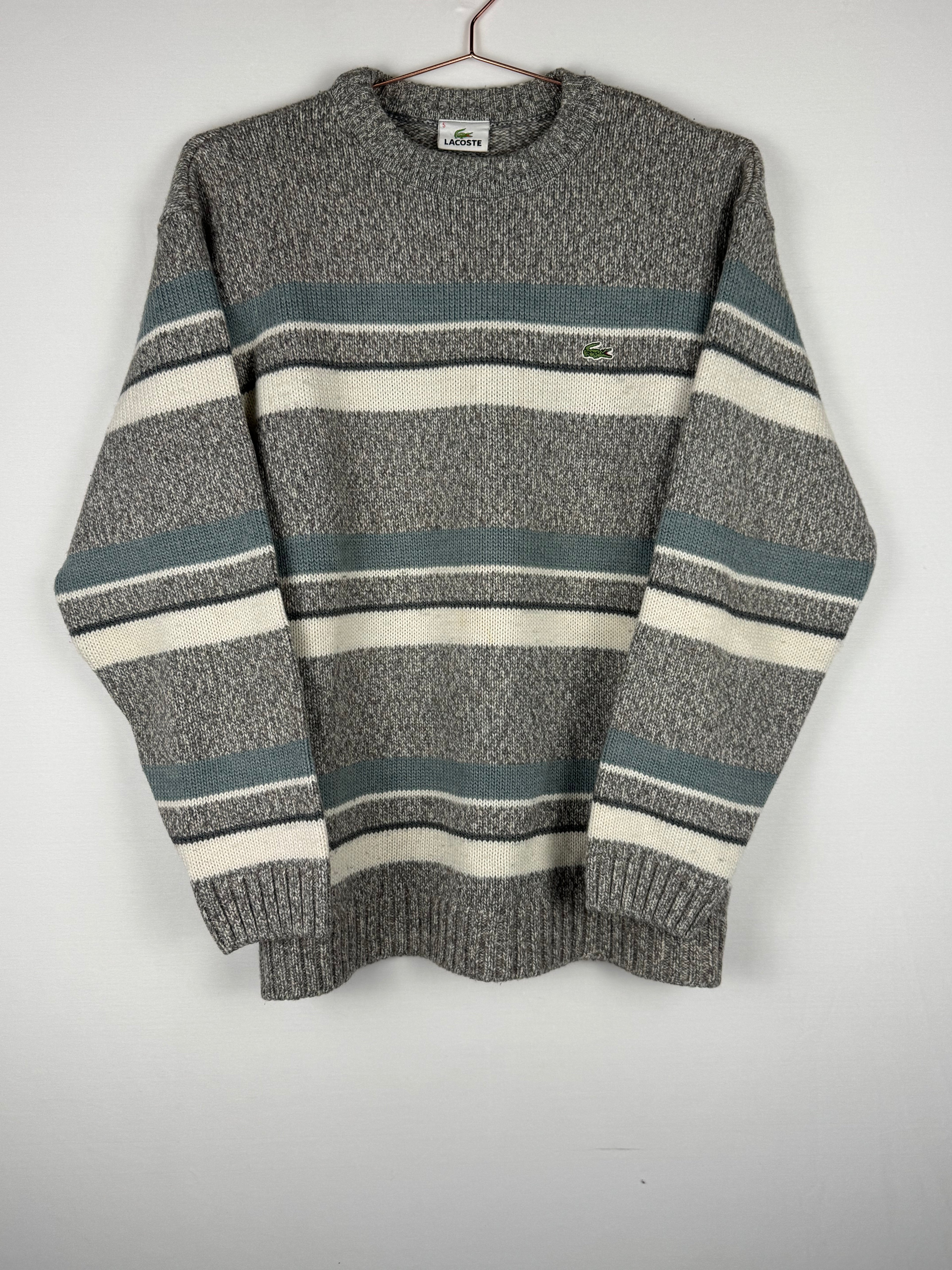 Lacoste Grey Multi-Stripe Knitted Sweater