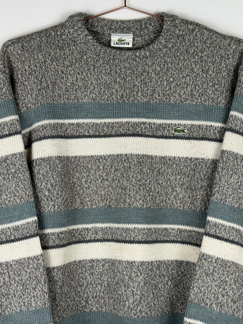 Lacoste Grey Multi-Stripe Knitted Sweater