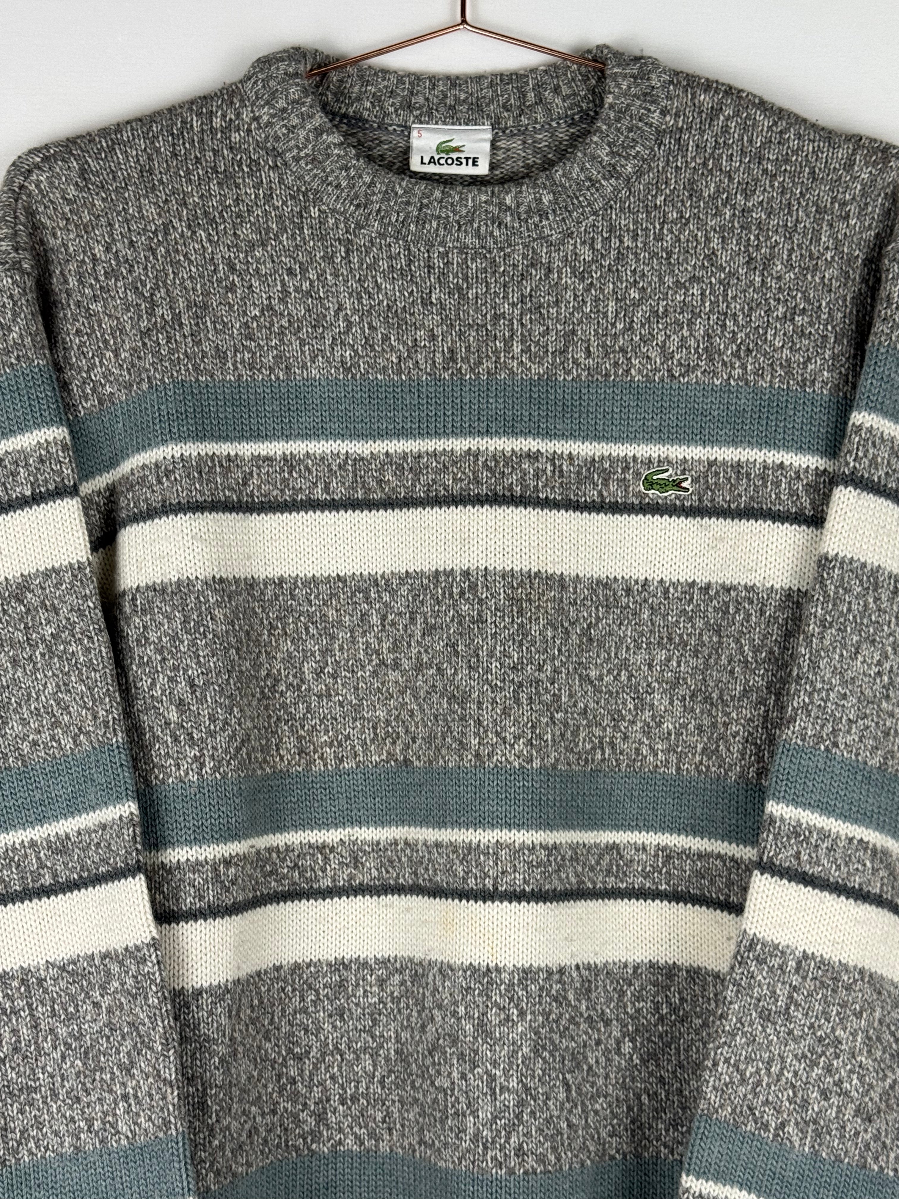 Lacoste Grey Multi-Stripe Knitted Sweater
