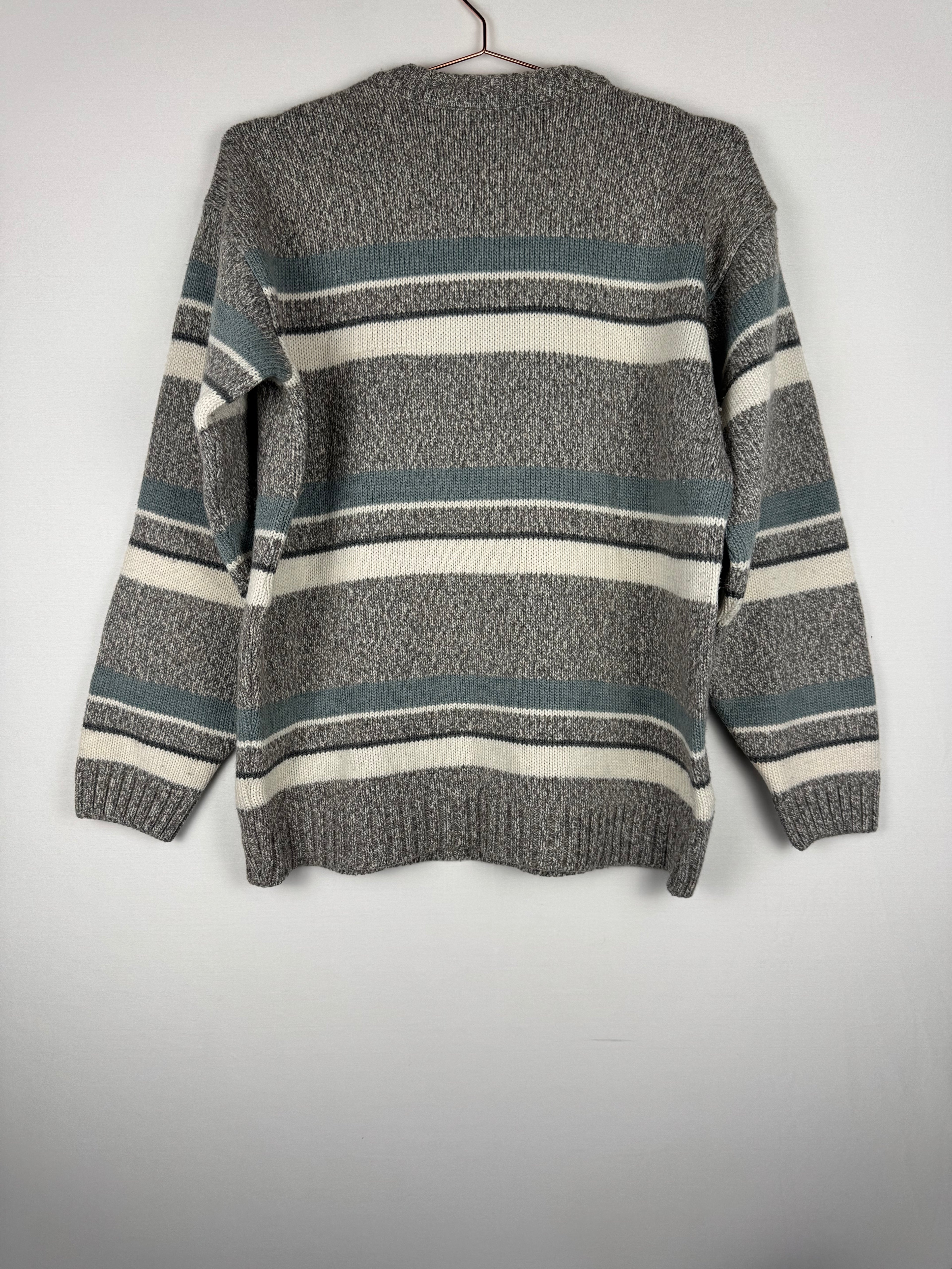 Lacoste Grey Multi-Stripe Knitted Sweater