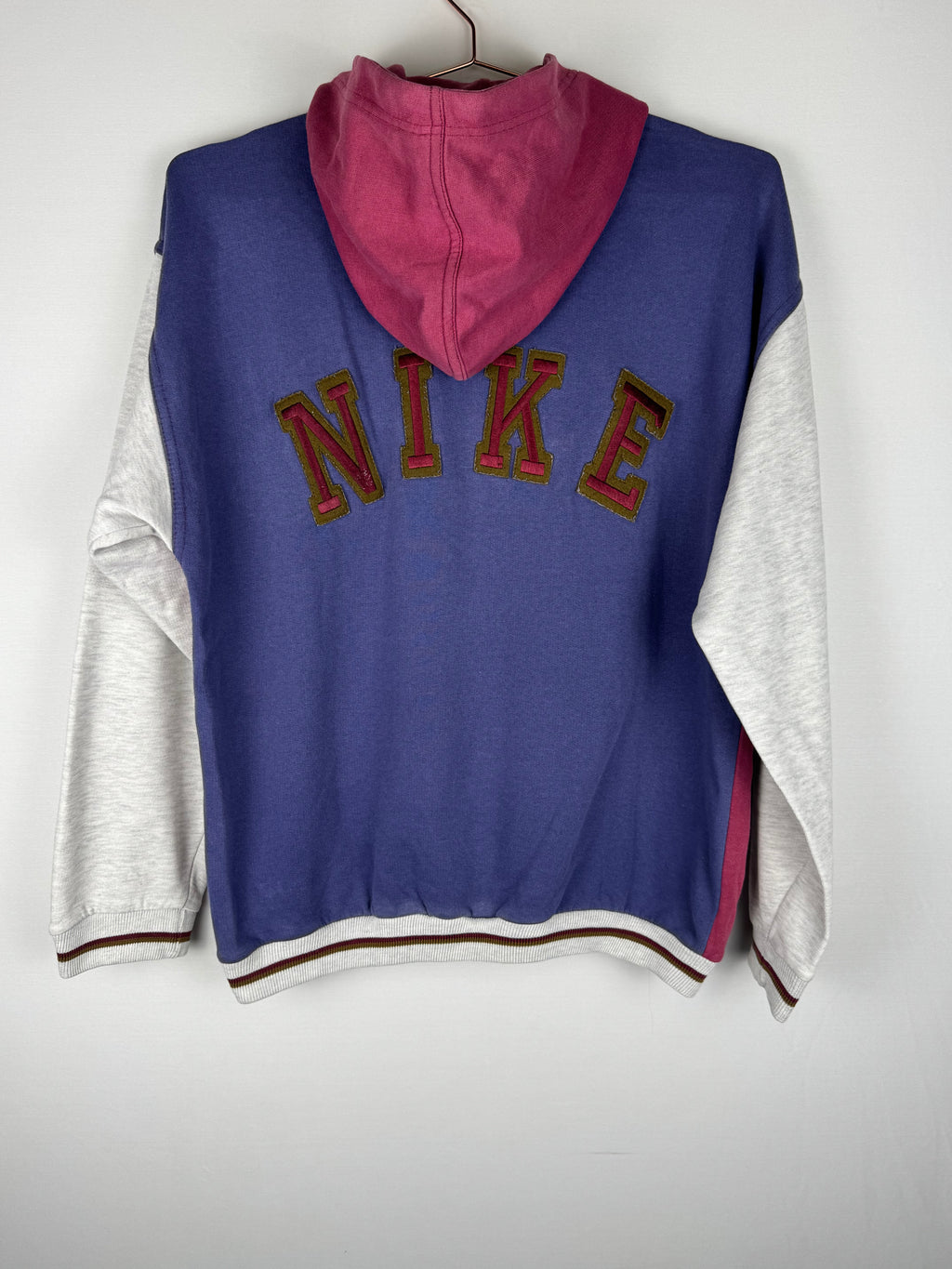 Rare 1990s Nike Navy, Burgundy and Grey Half-Zip Hoodie