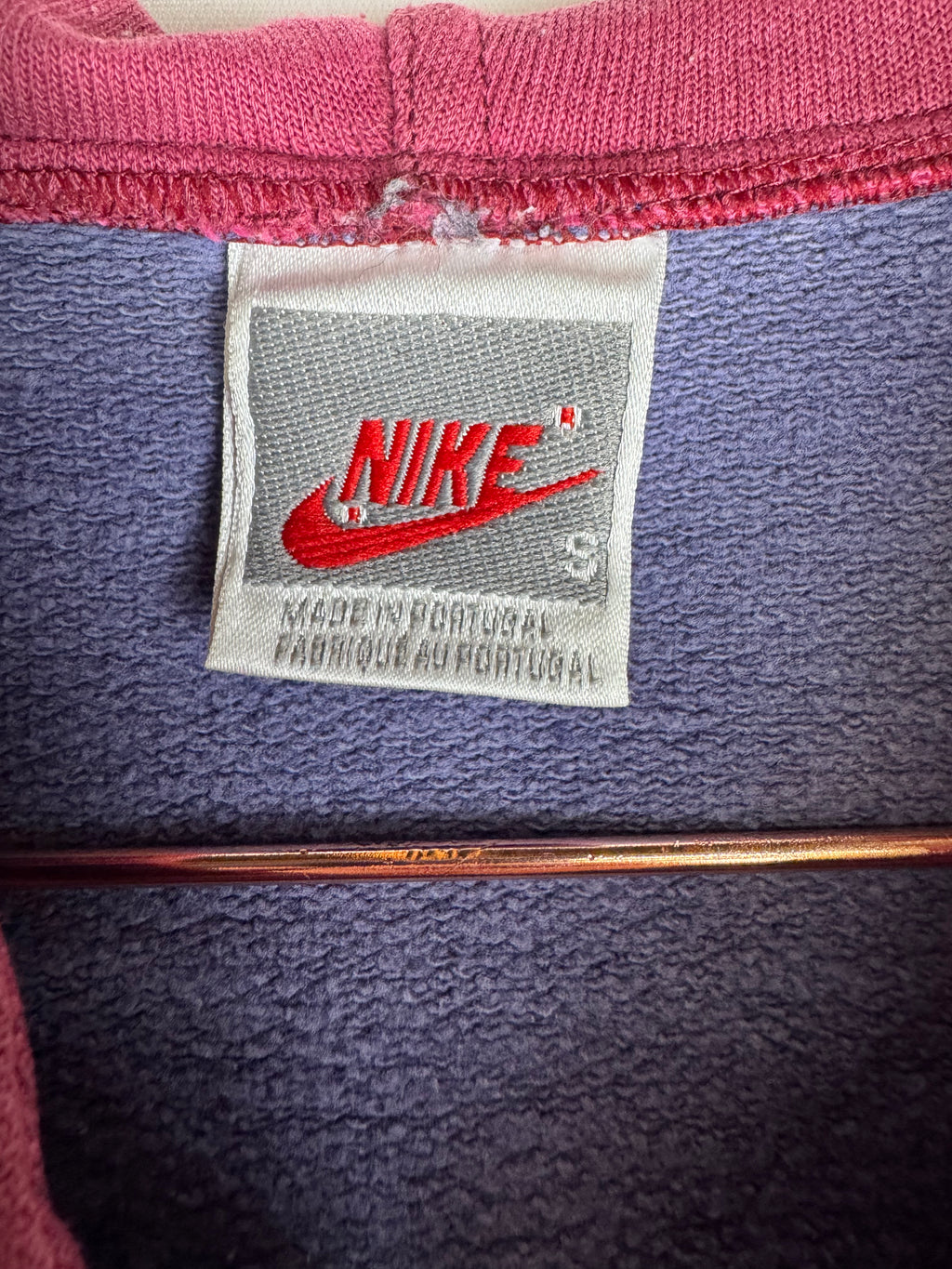 Rare 1990s Nike Navy, Burgundy and Grey Half-Zip Hoodie