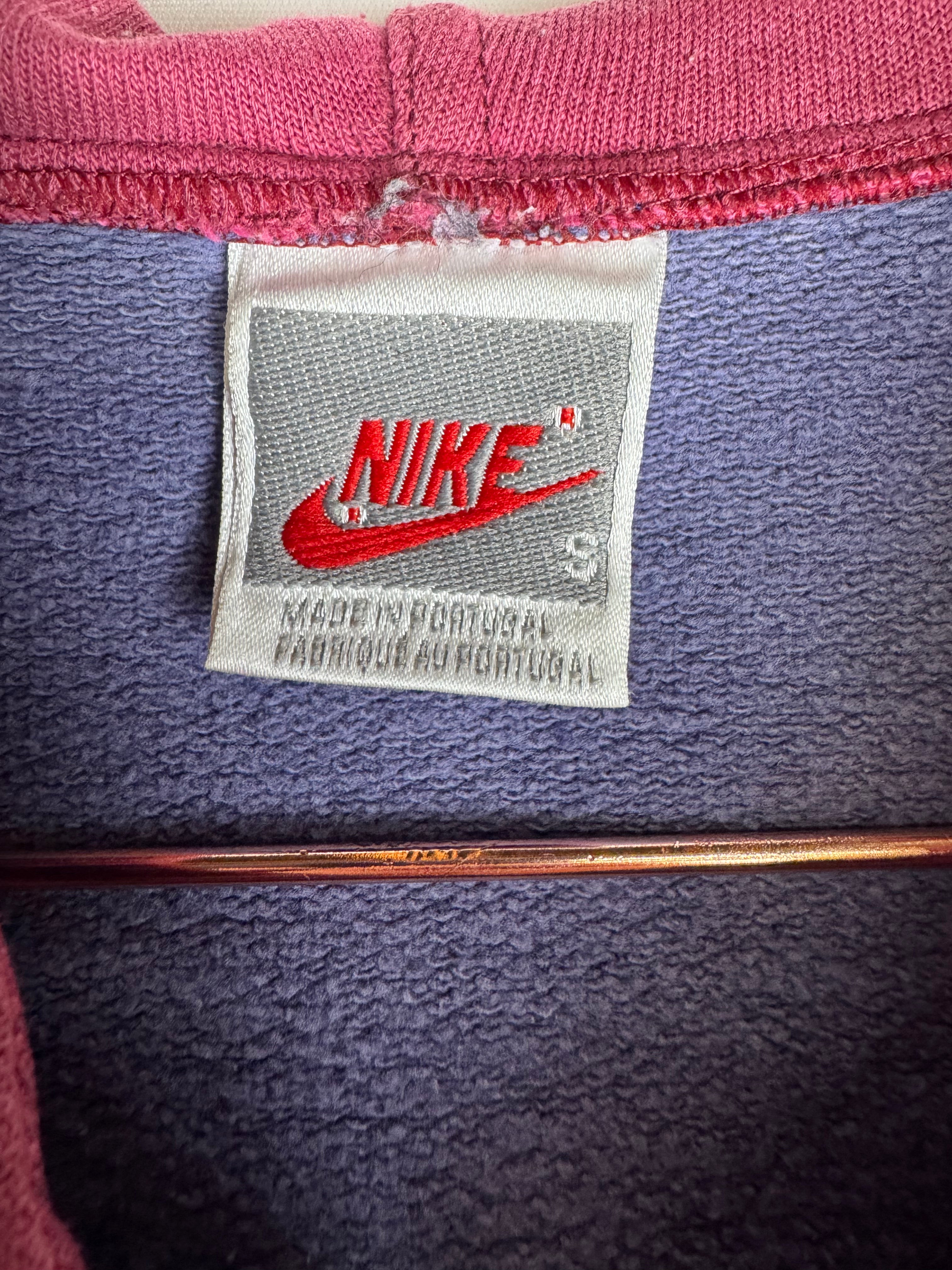Rare 1990s Nike Navy, Burgundy and Grey Half-Zip Hoodie