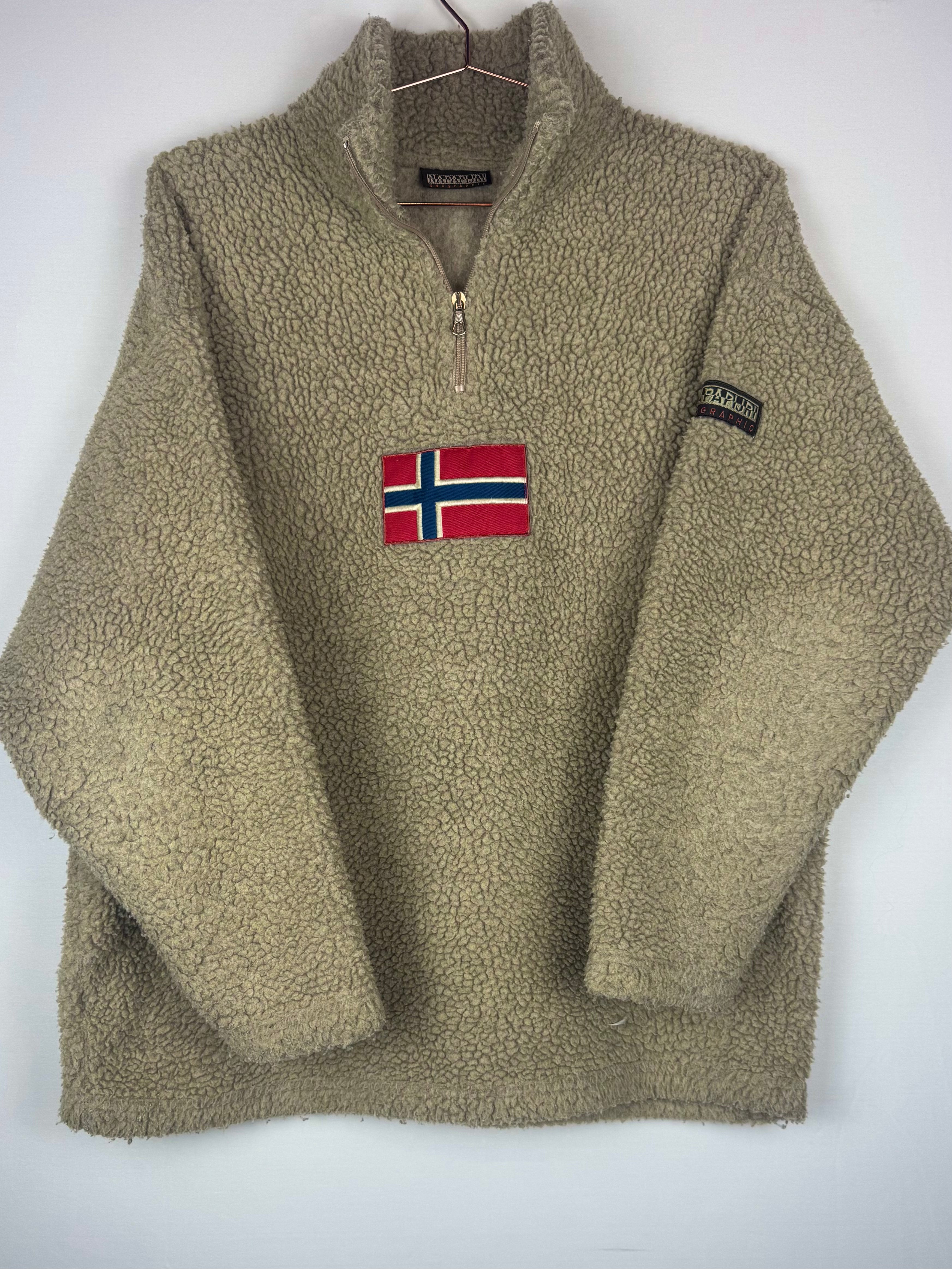 Napapijri Cream Quarter-zip Sherpa Fleece