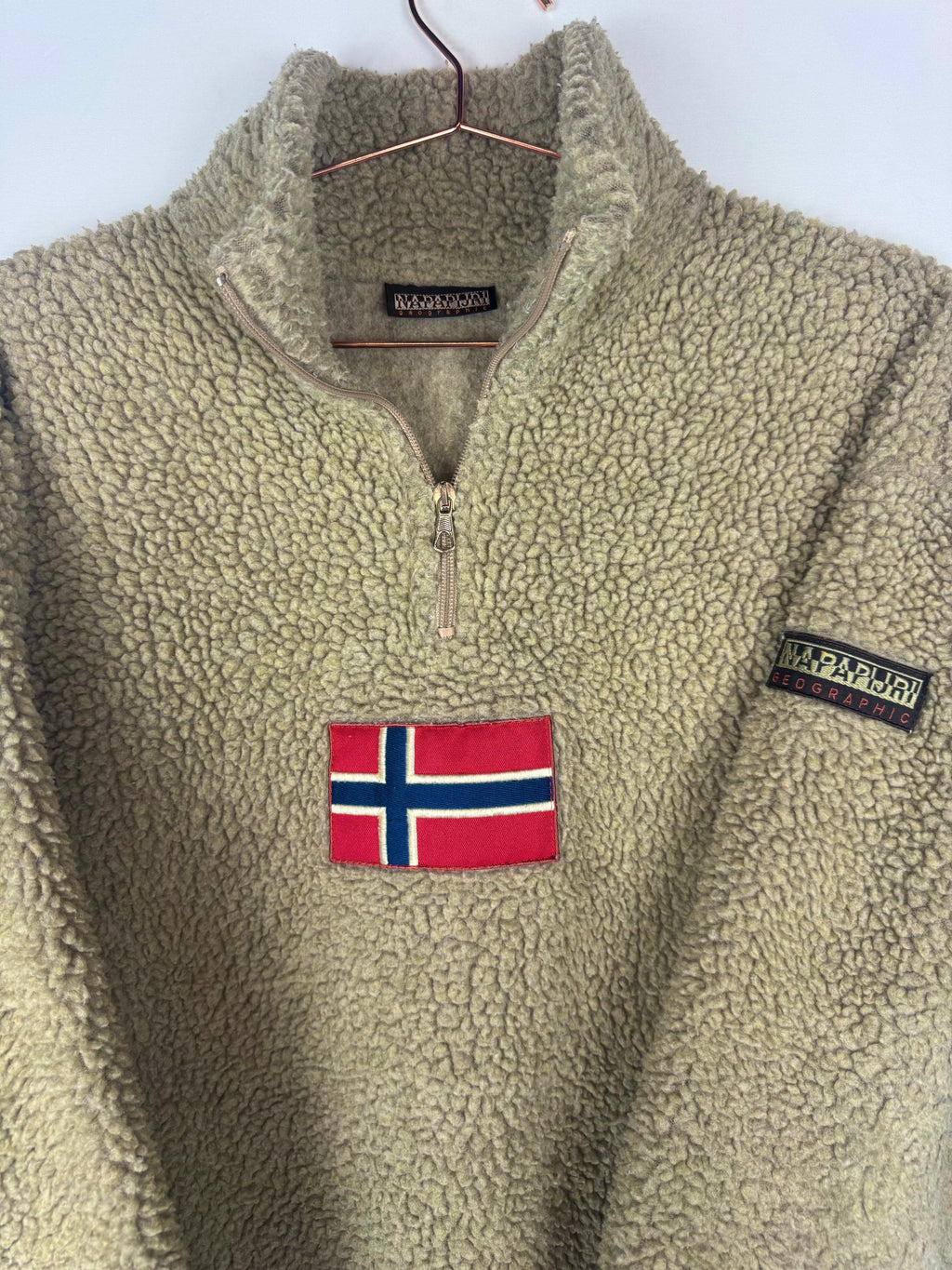 Napapijri Cream Quarter-zip Sherpa Fleece