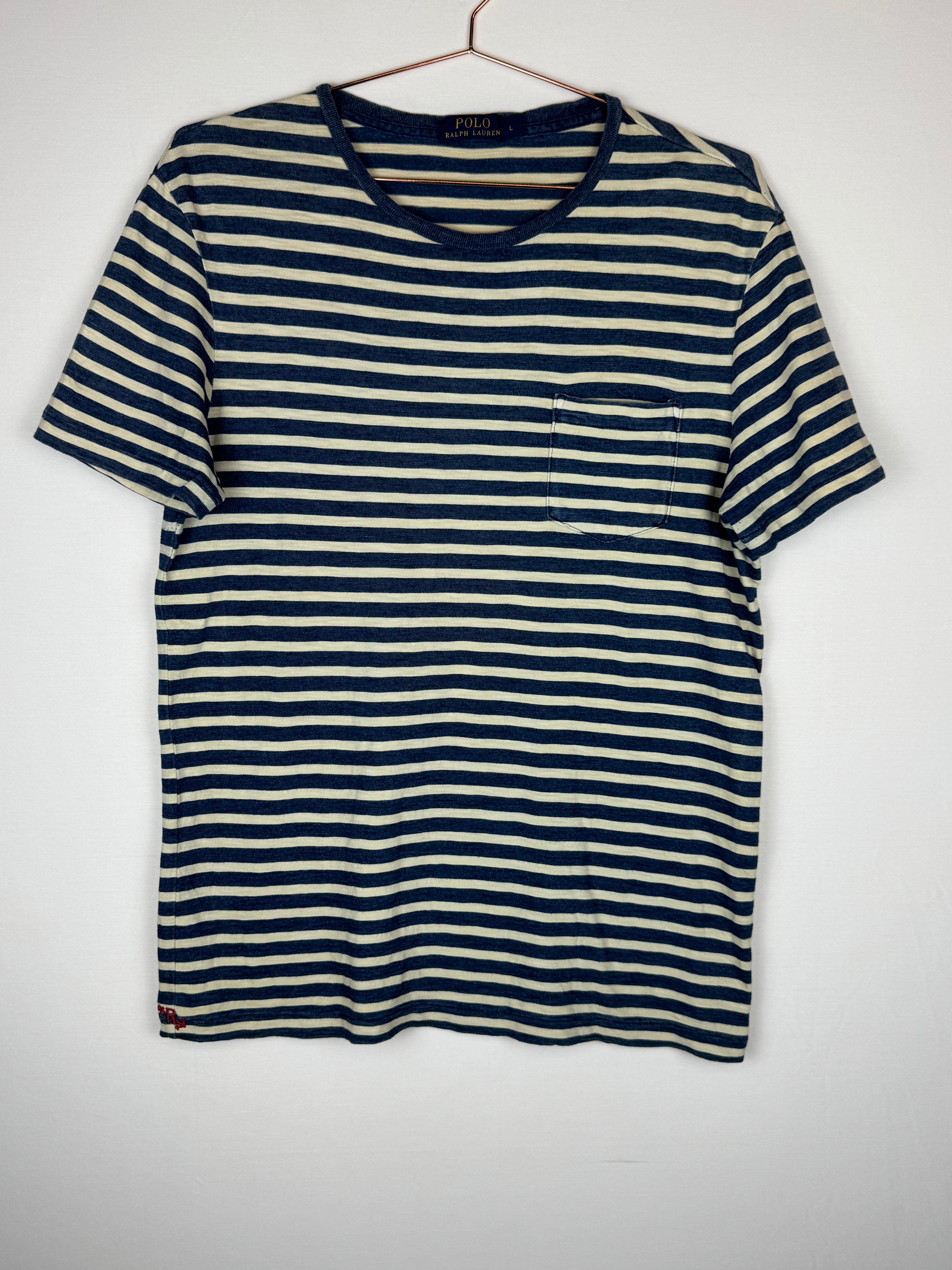 Ralph Lauren Navy and Cream Striped T-shirt