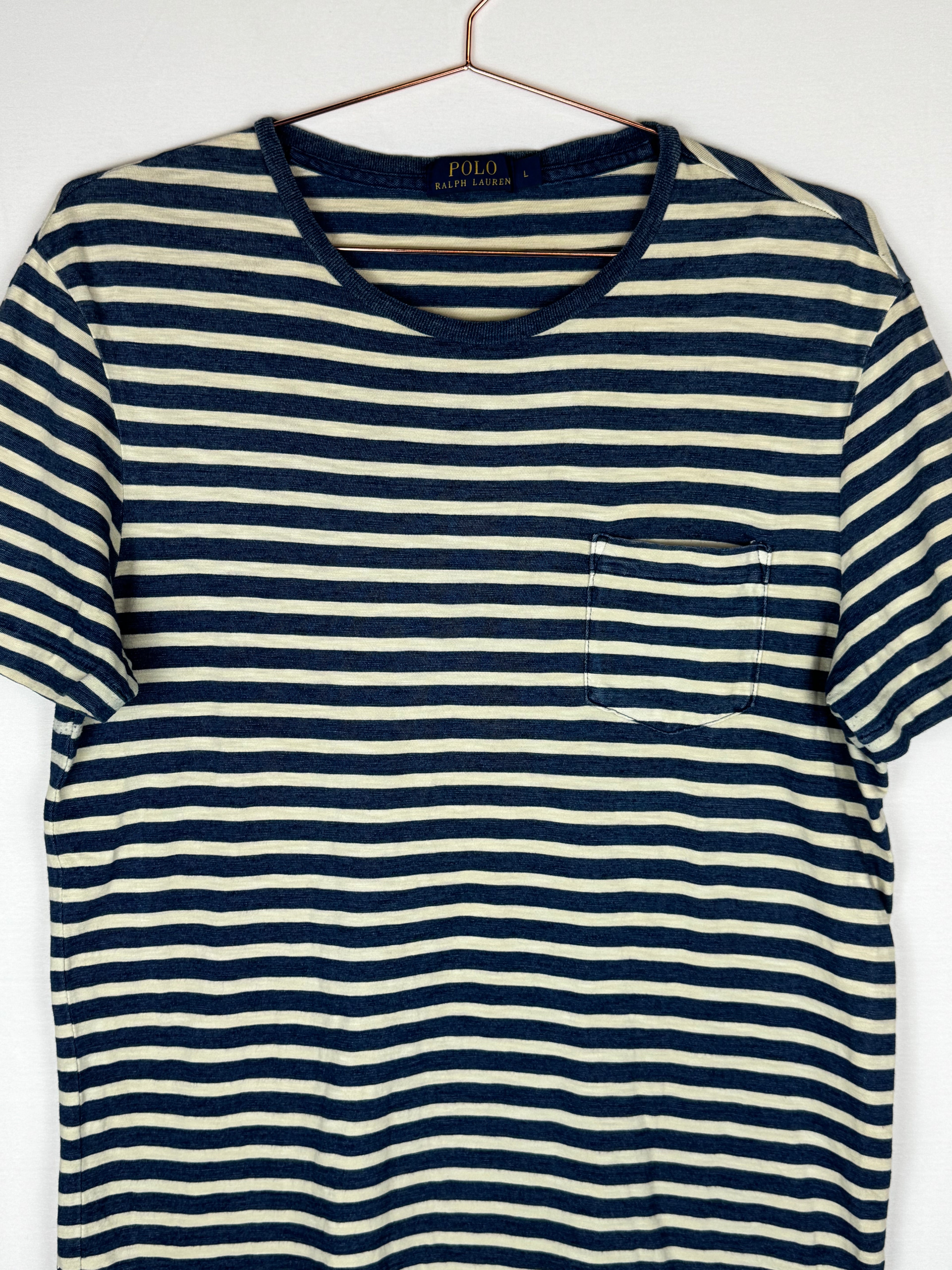 Ralph Lauren Navy and Cream Striped T-shirt