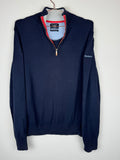 Hackett Navy Blue Quarter-Zip Cotton Jumper