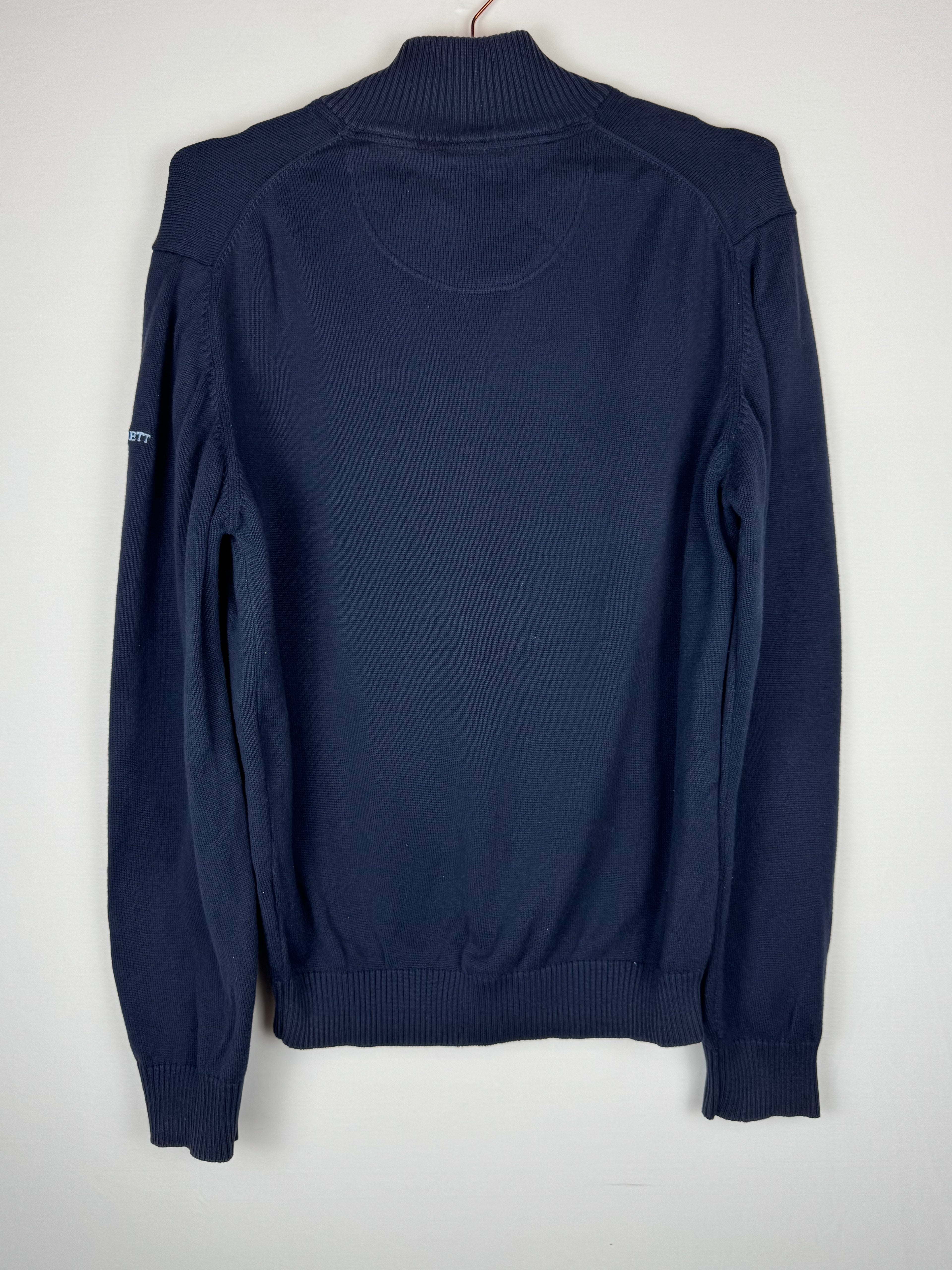 Hackett Navy Blue Quarter-Zip Cotton Jumper