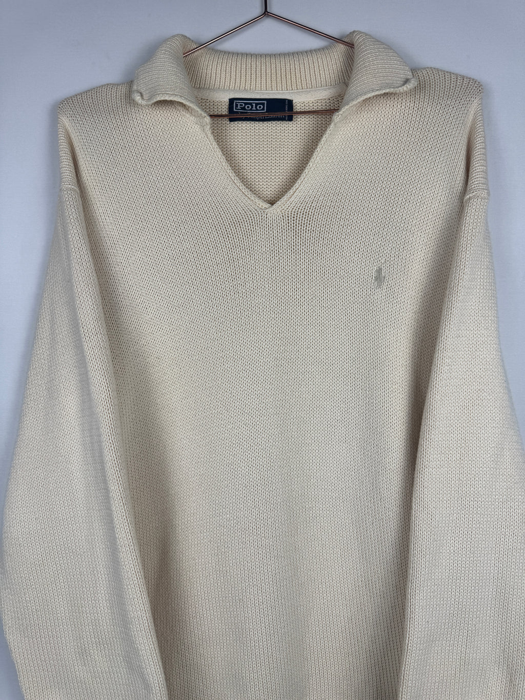 Ralph Lauren Cream V-Neck Knitted Jumper