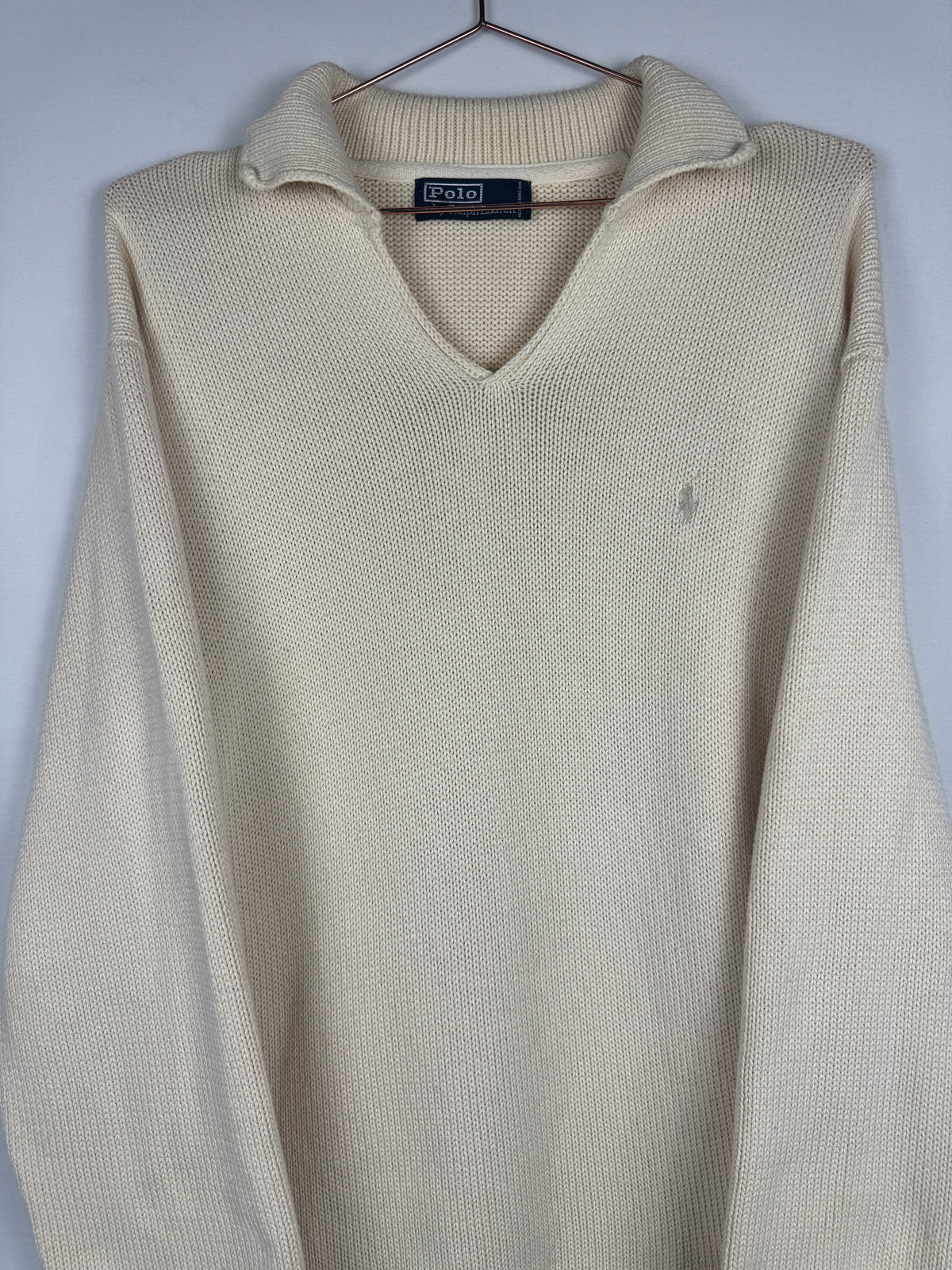 Ralph Lauren Cream V-Neck Knitted Jumper