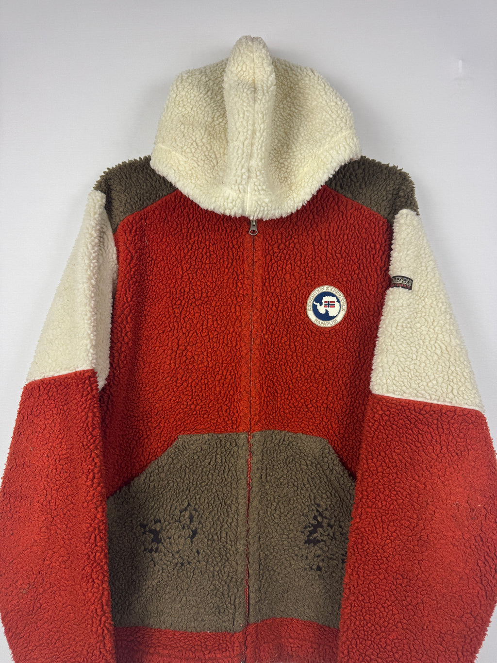 Napapijri Expedition Experience Colorblock Sherpa Fleece Hooded Zip-Up Jacket