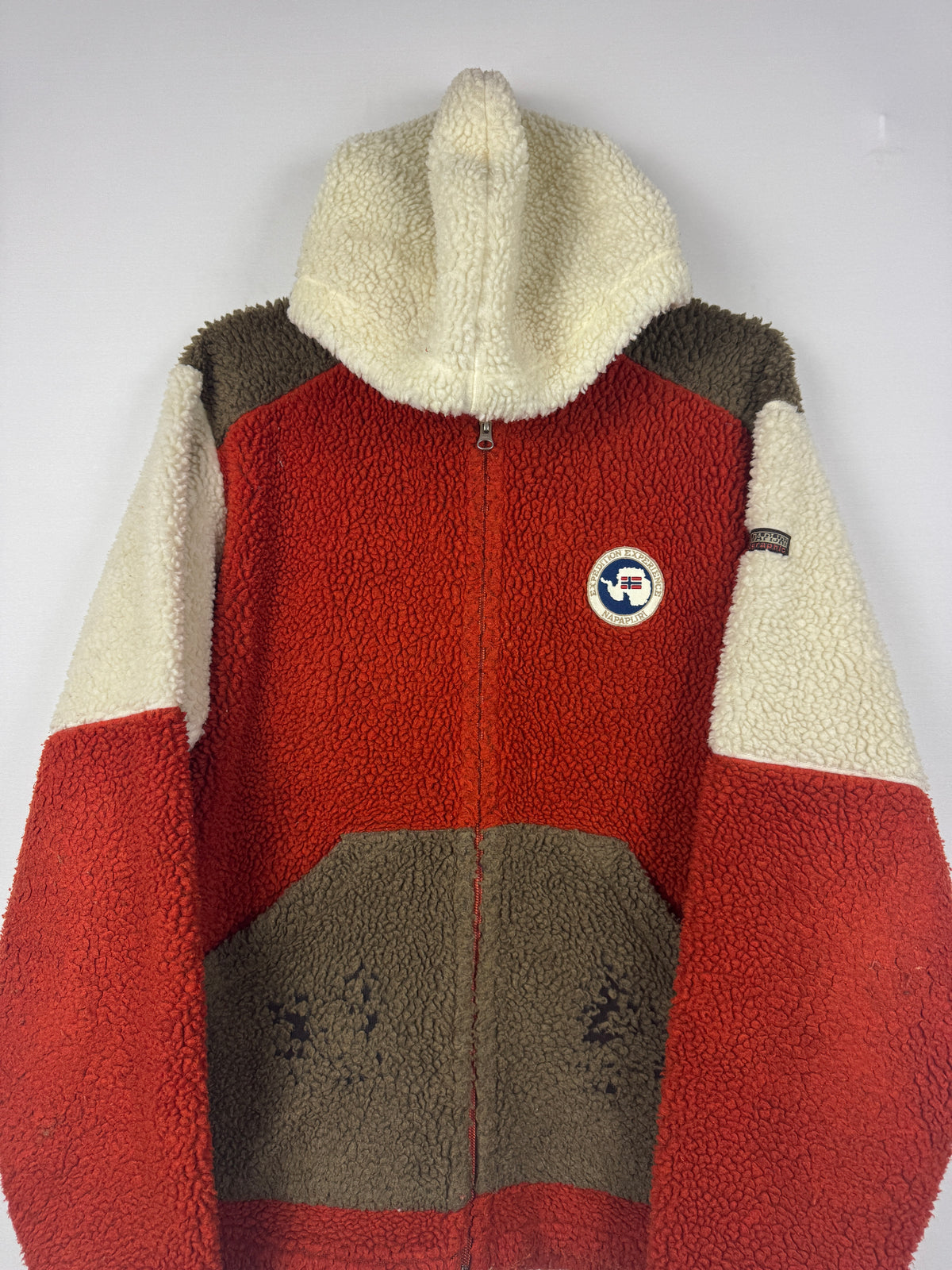 Napapijri Expedition Experience Colorblock Sherpa Fleece Hooded Zip-Up Jacket