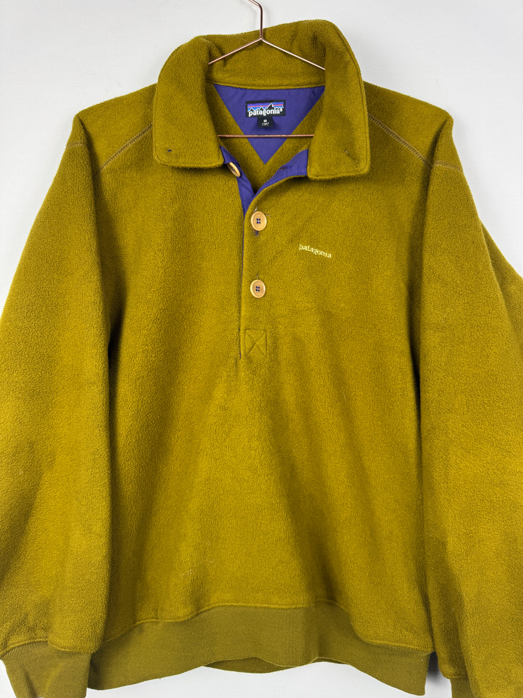 Patagonia Vintage Olive Green Synchilla Button-Up Fleece Jumper