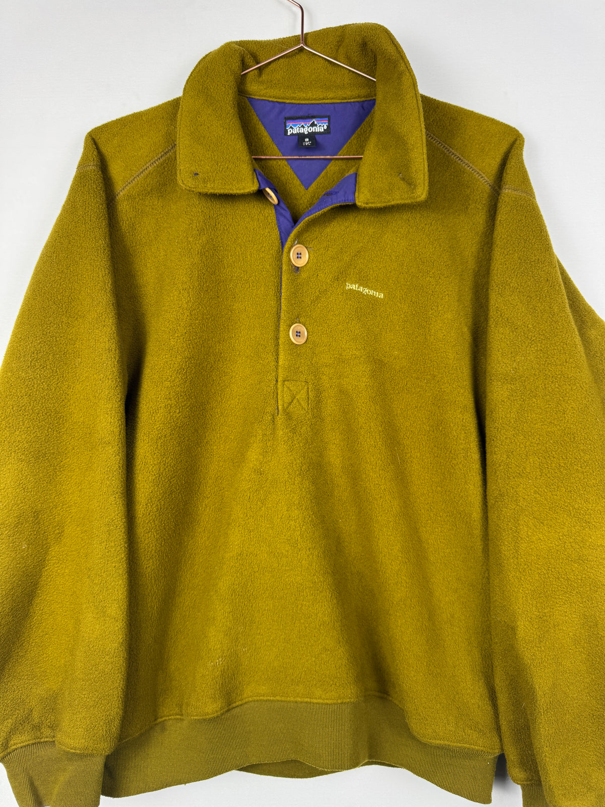 Patagonia Vintage Olive Green Synchilla Button-Up Fleece Jumper