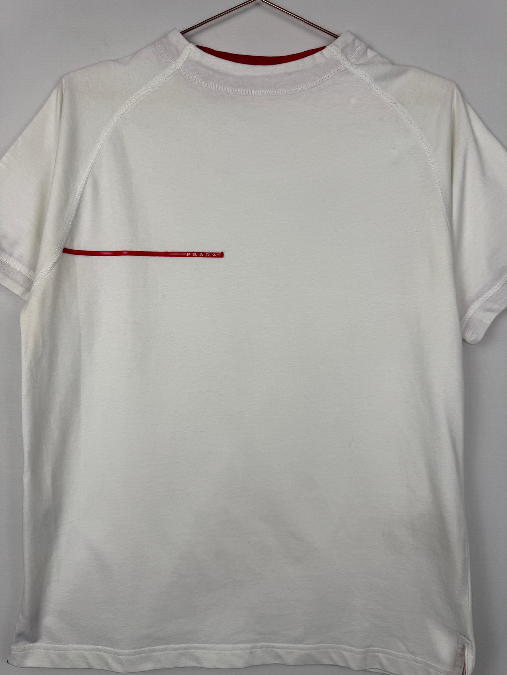 Prada Sport White Linea Rossa Raglan T-Shirt