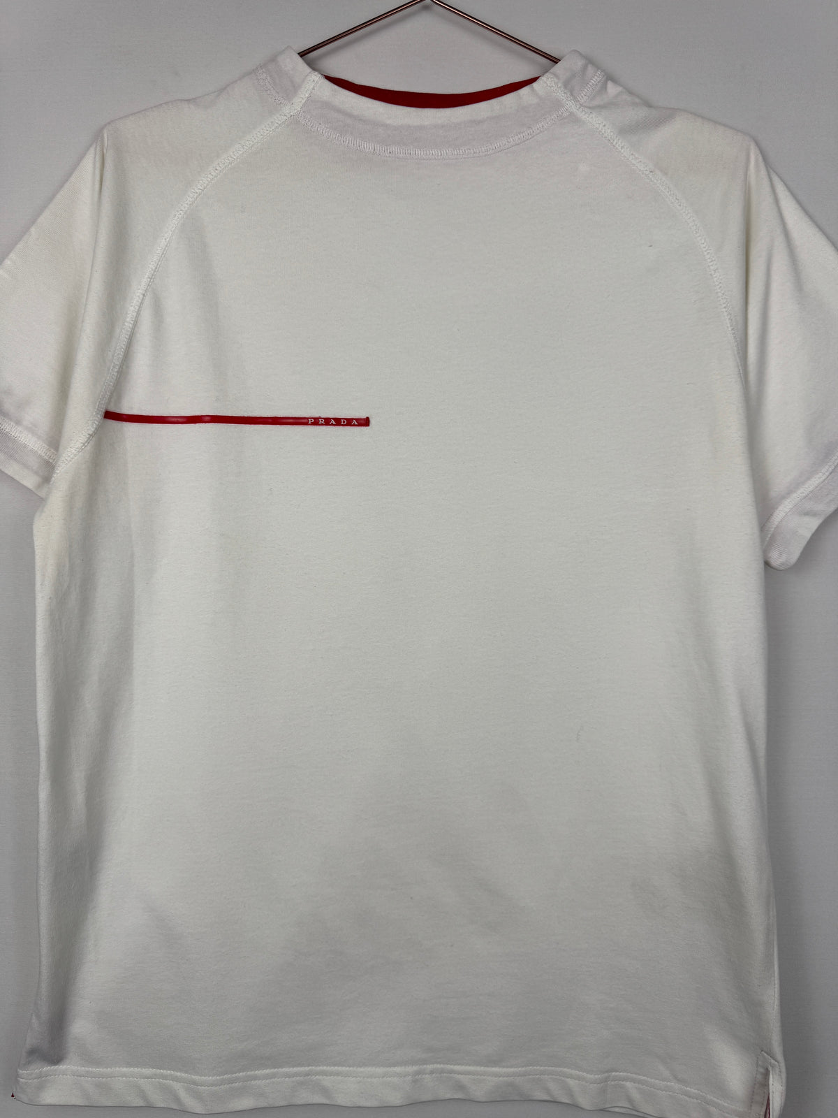 Prada Sport White Linea Rossa Raglan T-Shirt