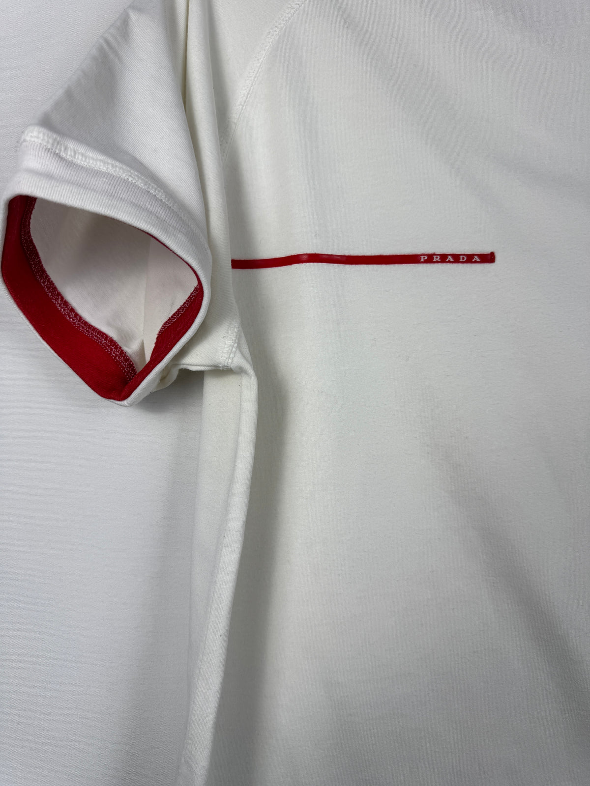 Prada Sport White Linea Rossa Raglan T-Shirt