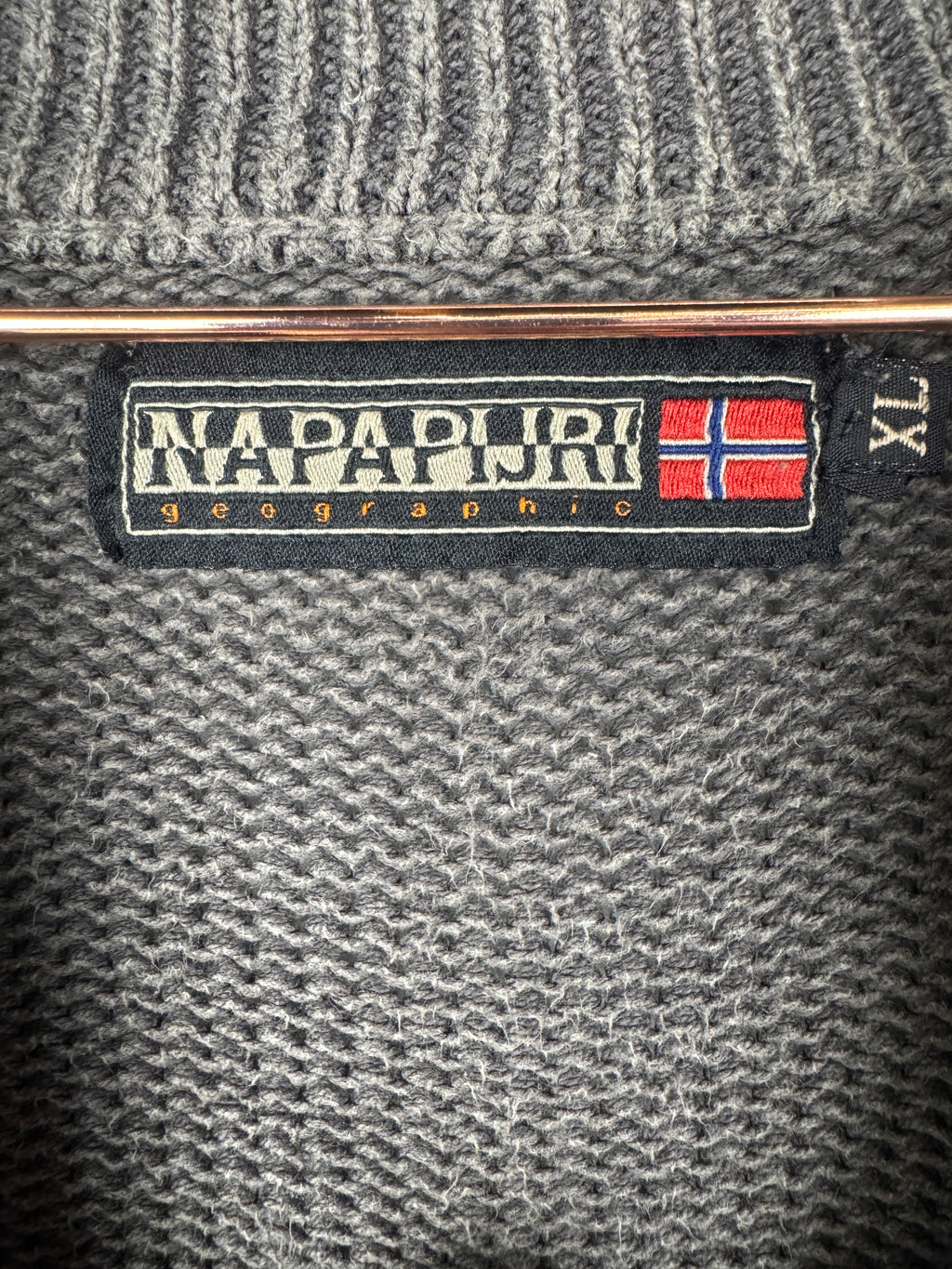 Napapijri Grey Knit Quarter-Zip Jumper